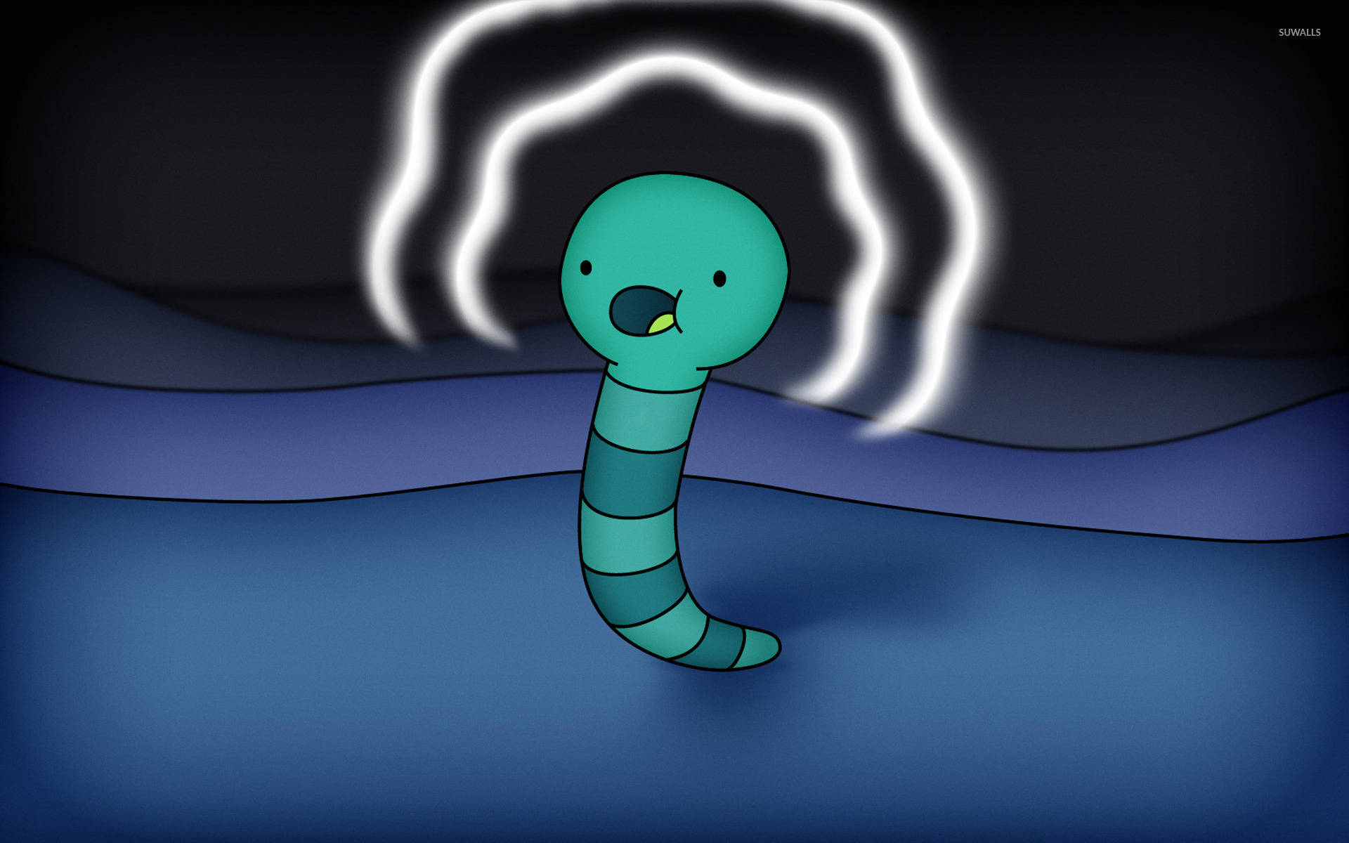 Adventure Time, cartoon worm, surprised expression, Full HD Desktop Wallpaper