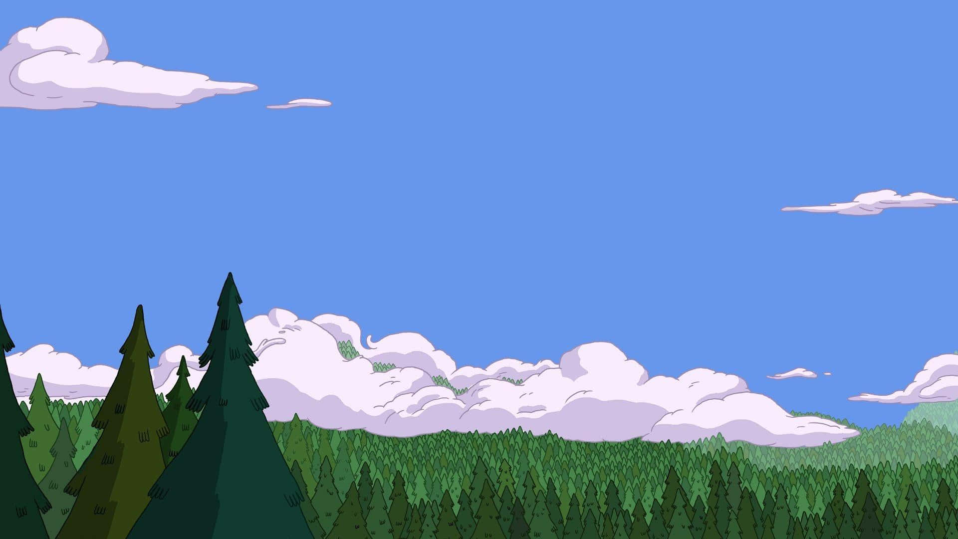 Adventure Time, landscape, dense green forest, Full HD Desktop Wallpaper