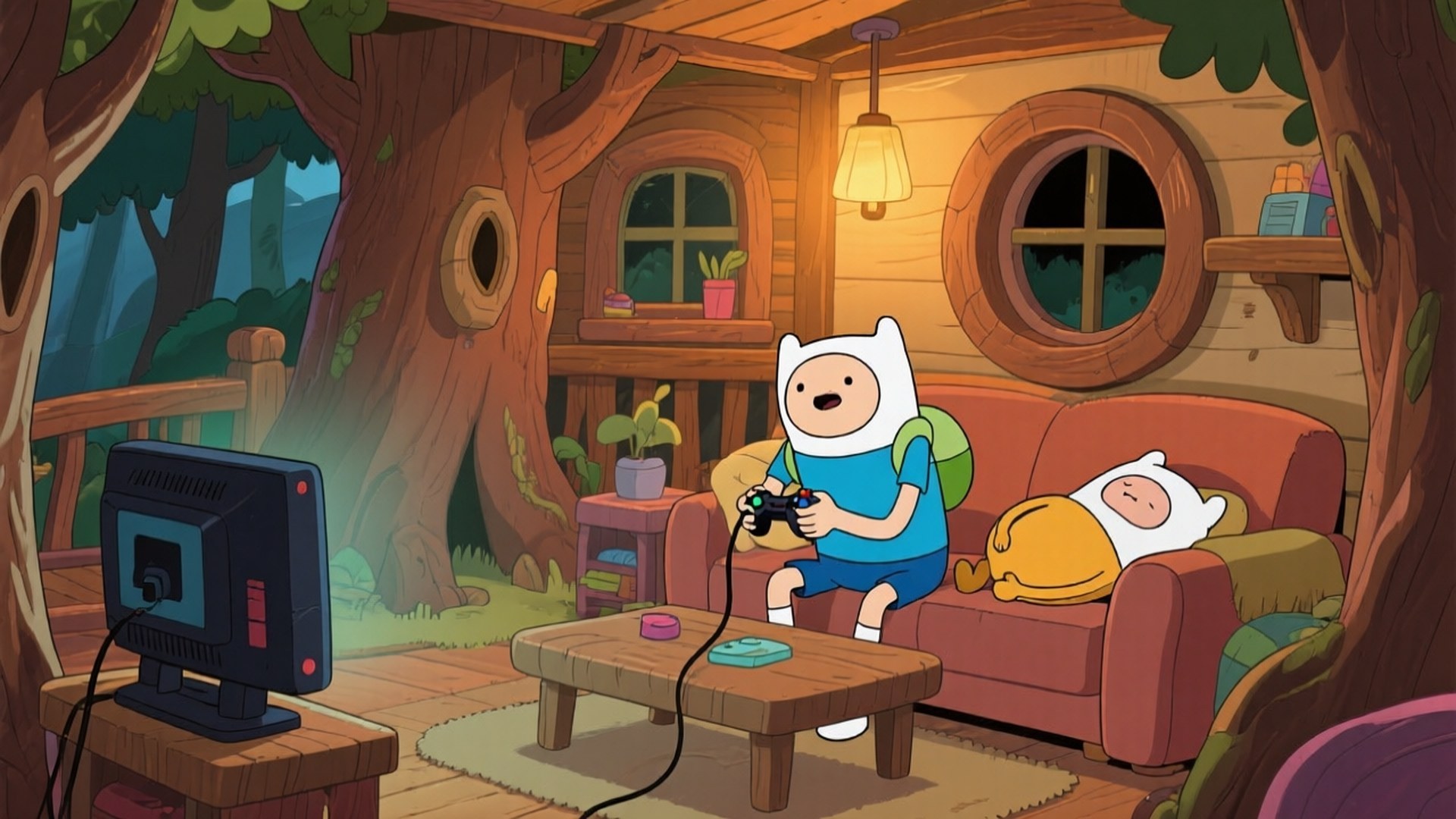 Adventure Time, treehouse, cozy, Full HD Desktop Wallpaper