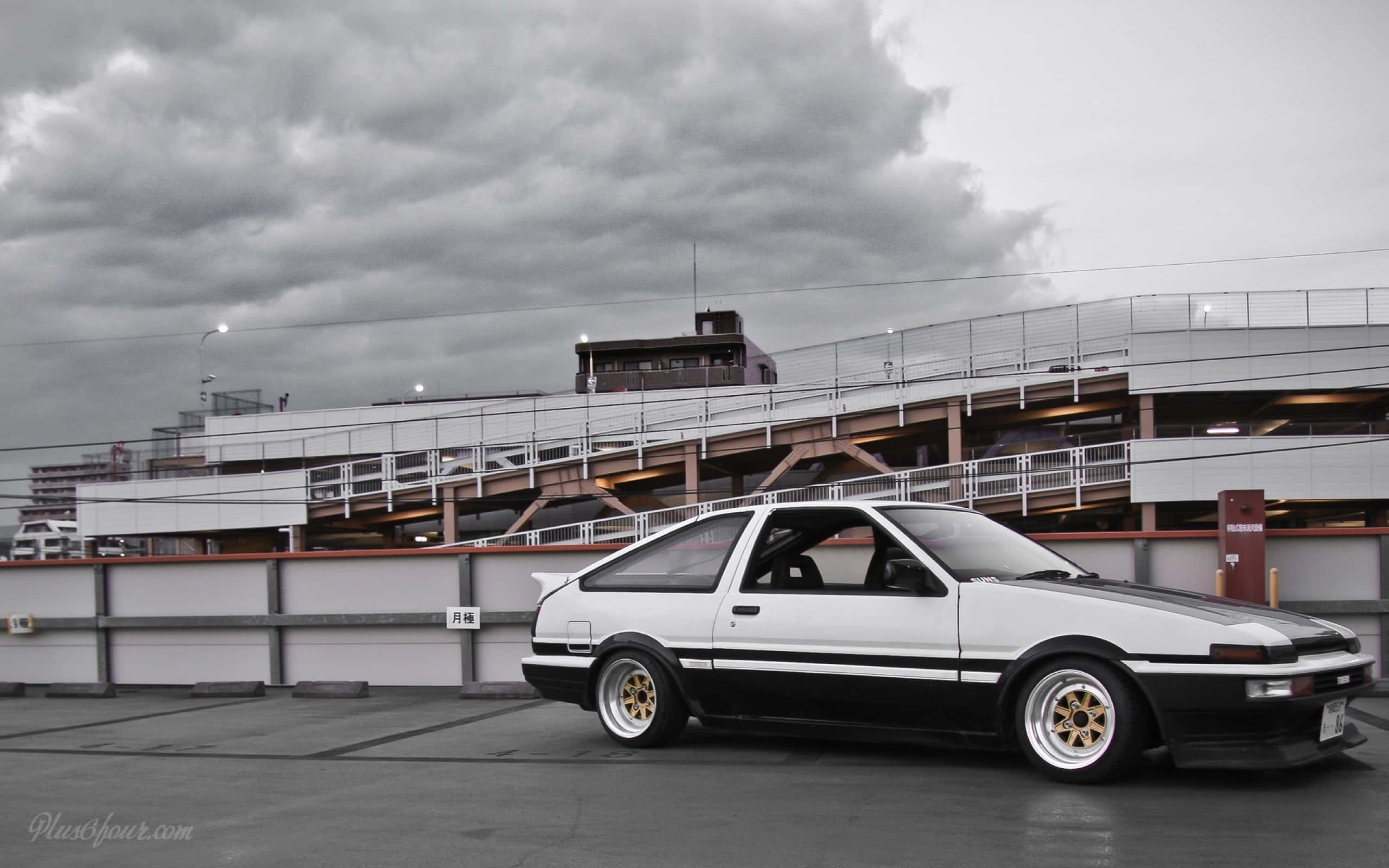 AE86, white and black, sports car, 2K Desktop Wallpaper