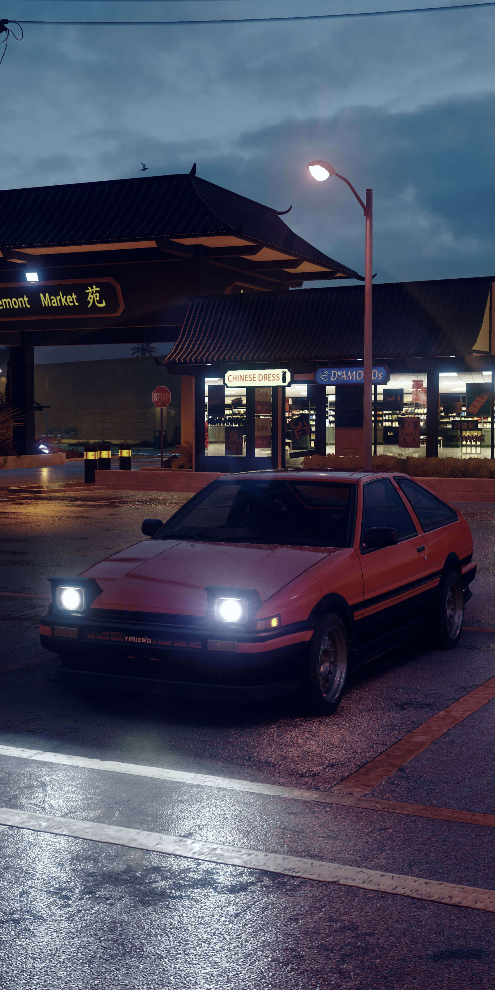 AE86, red, glowing headlights, 2K Phone Wallpaper