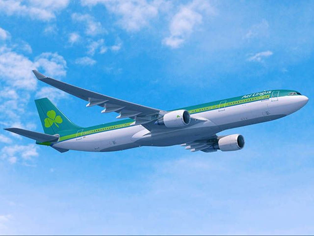 Aer Lingus, white and green, airplane, SD Desktop Wallpaper