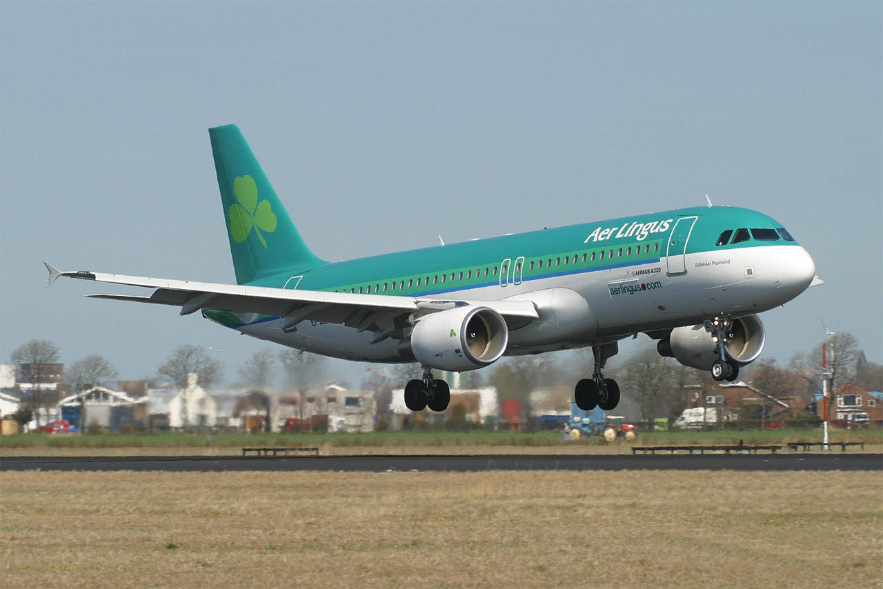 Aer Lingus, teal and white livery, runway, HD Desktop Wallpaper