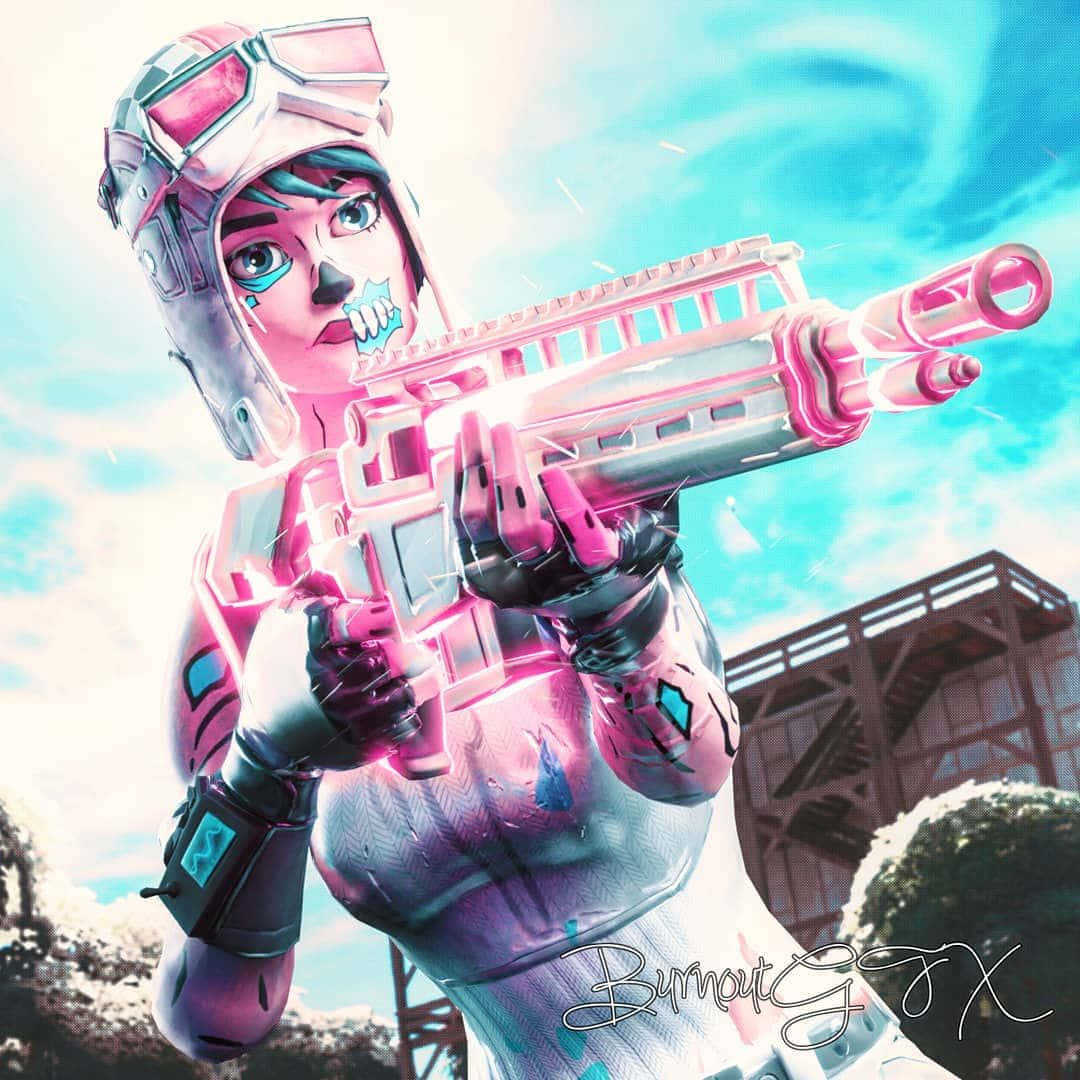 Aerial Assault Trooper, pink armor, glowing rifle, SD Desktop Wallpaper