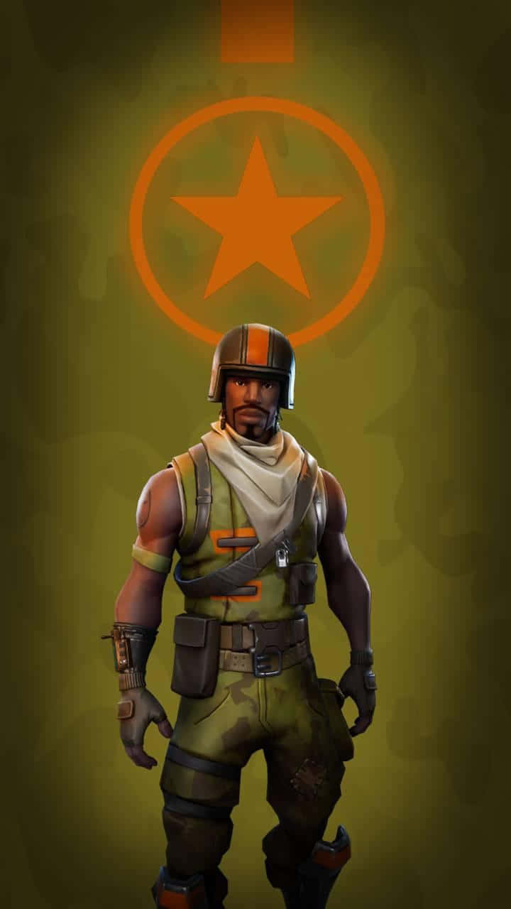 Aerial Assault Trooper, olive green tactical gear, glowing orange star emblem, HD Phone Wallpaper
