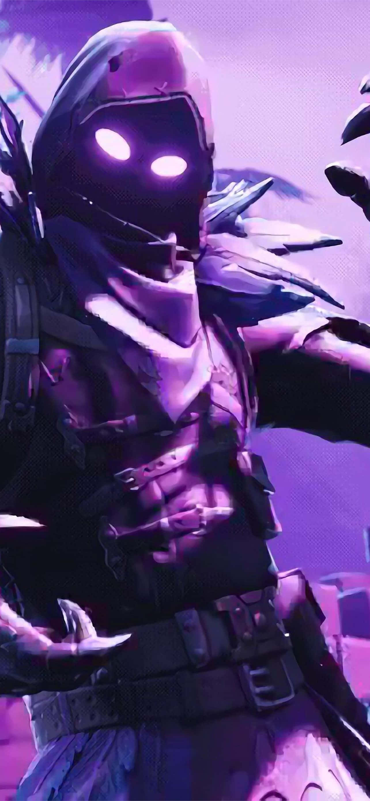 Aerial Assault Trooper, glowing white eyes, purple armor, 2K Phone Wallpaper