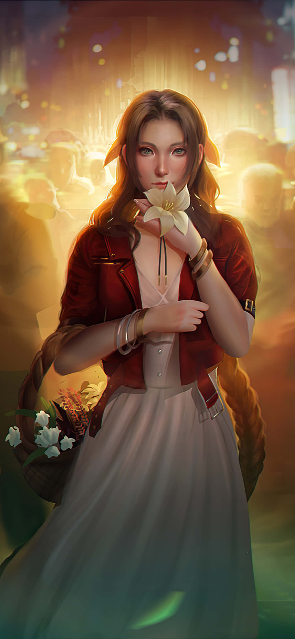 Aerith Gainsborough, F F7 R, red jacket, Full HD Phone Wallpaper