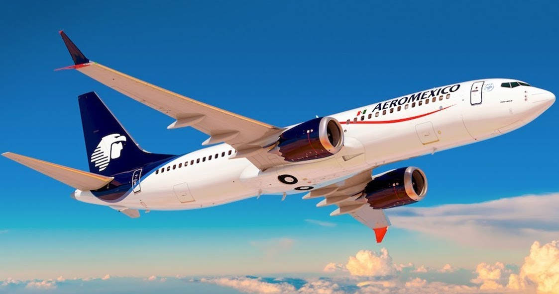 Aeromexico, passenger jet, sunset, SD Desktop Wallpaper