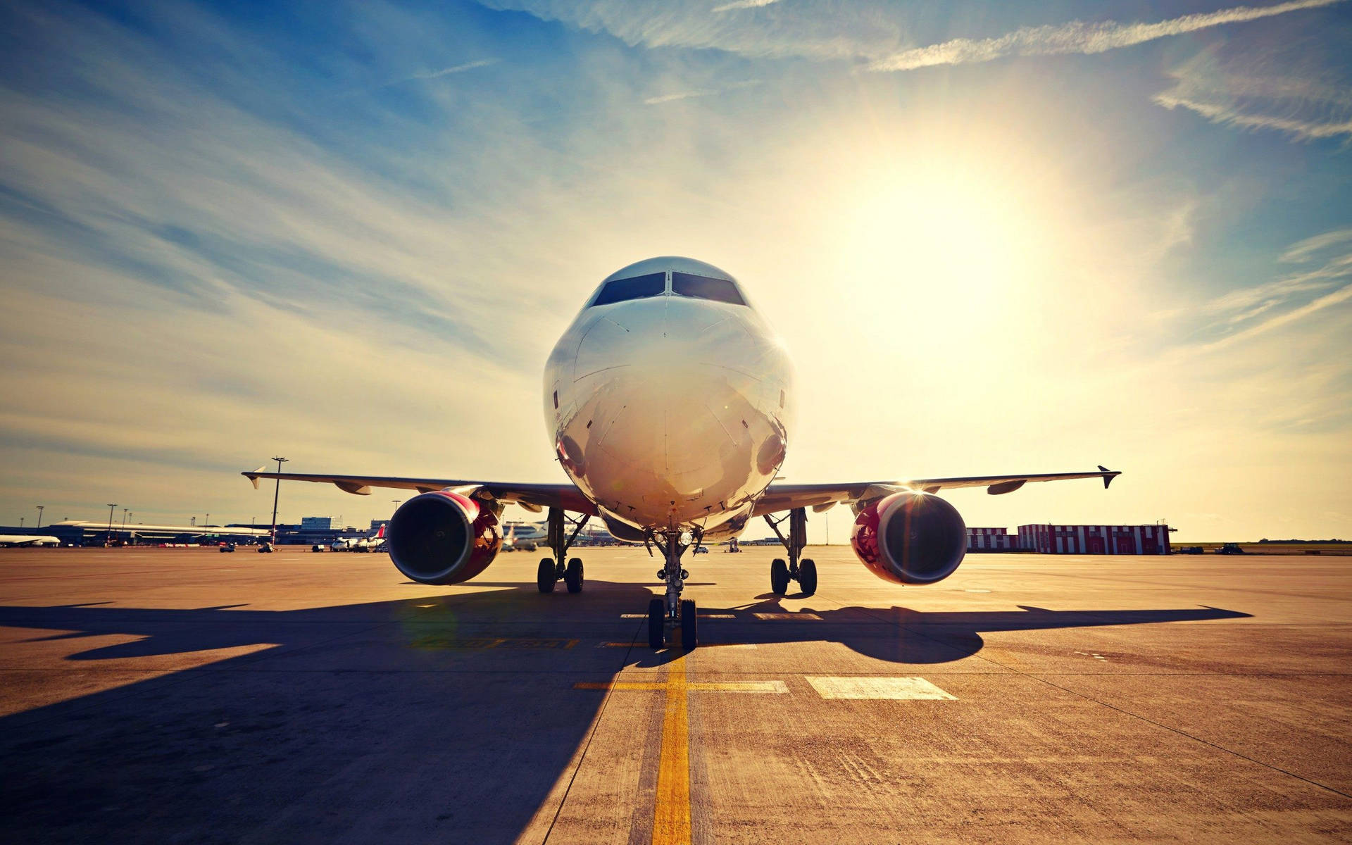 Aeroplane, ramp, bright sunlight, Full HD Desktop Wallpaper