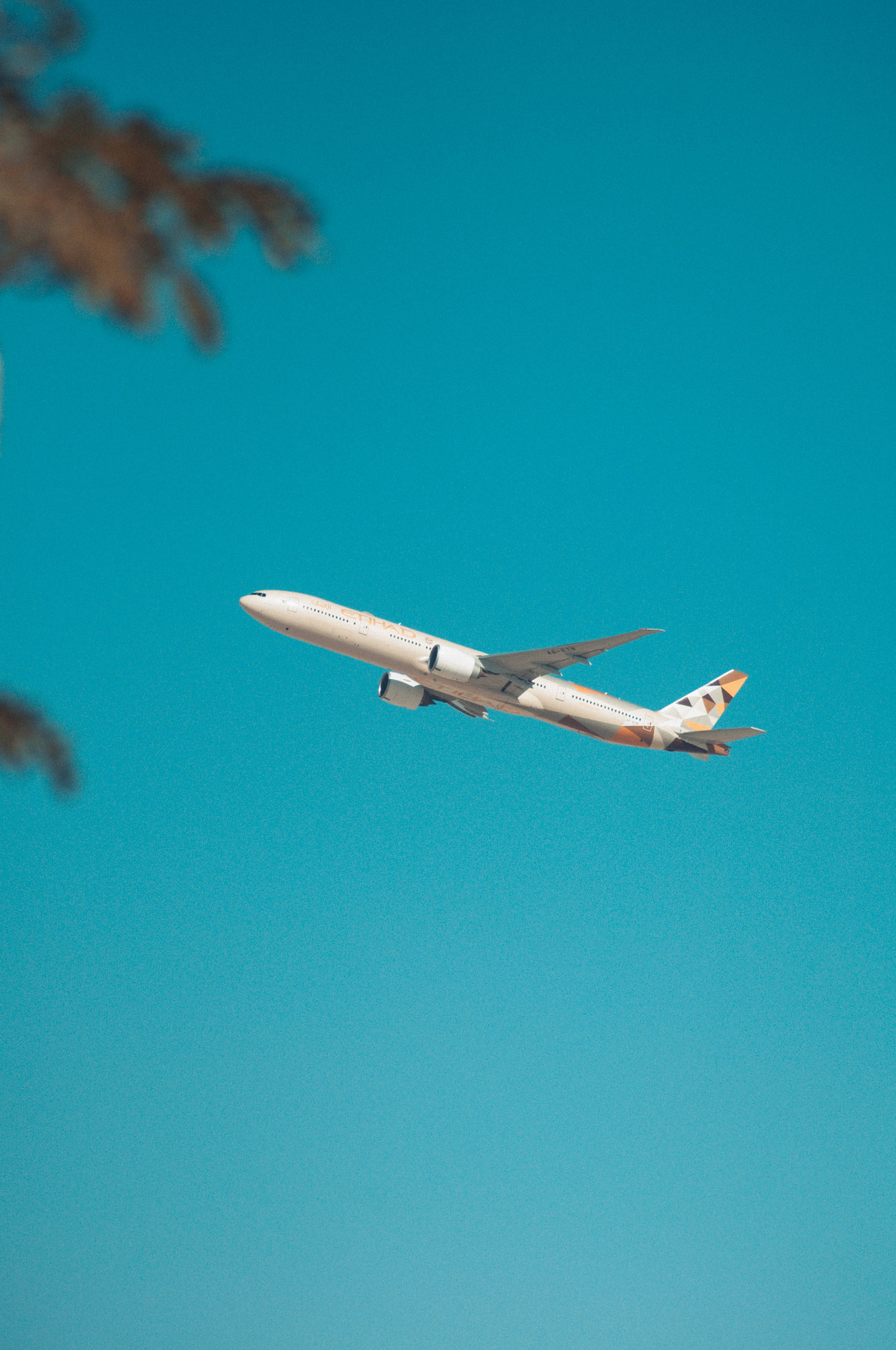 aeroplane, clear blue sky, vibrant turquoise sky, 4K Phone Wallpaper