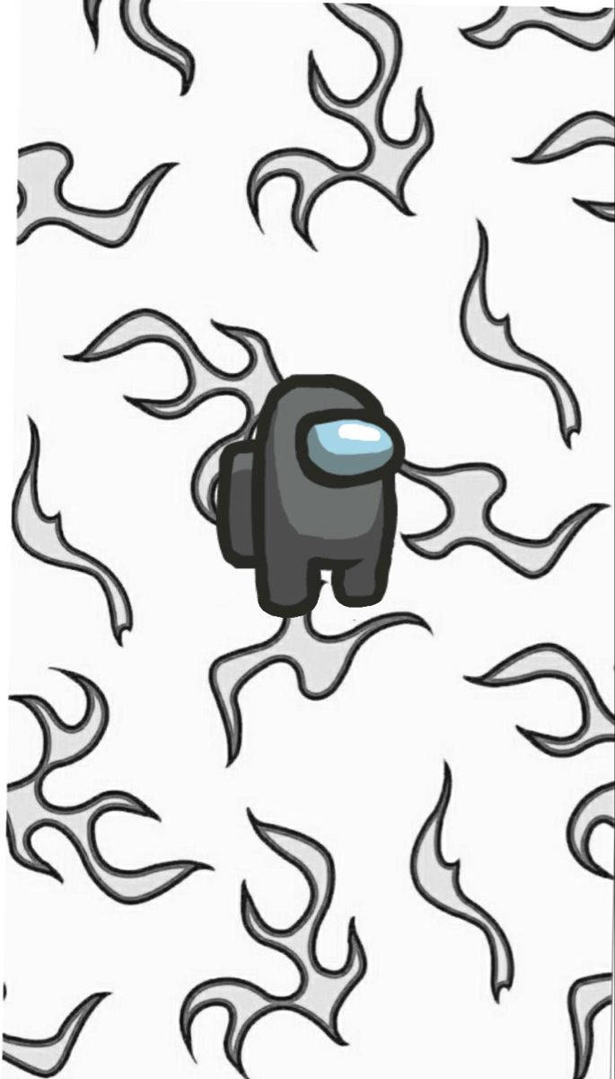Among Us, black fire, gray crewmate, SD Phone Wallpaper
