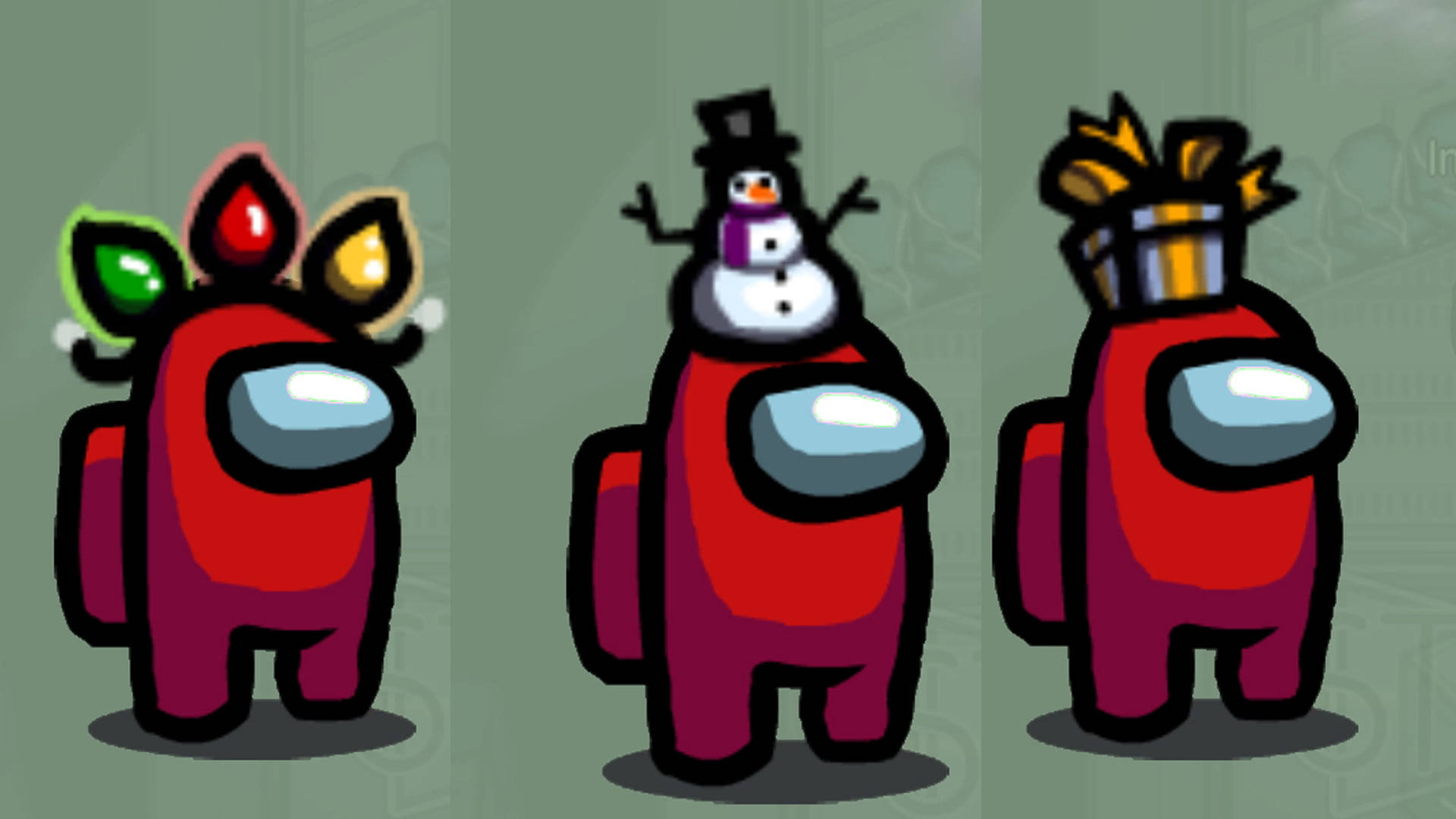 Among Us, red Among Us characters, festive holiday hats, Full HD Desktop Wallpaper