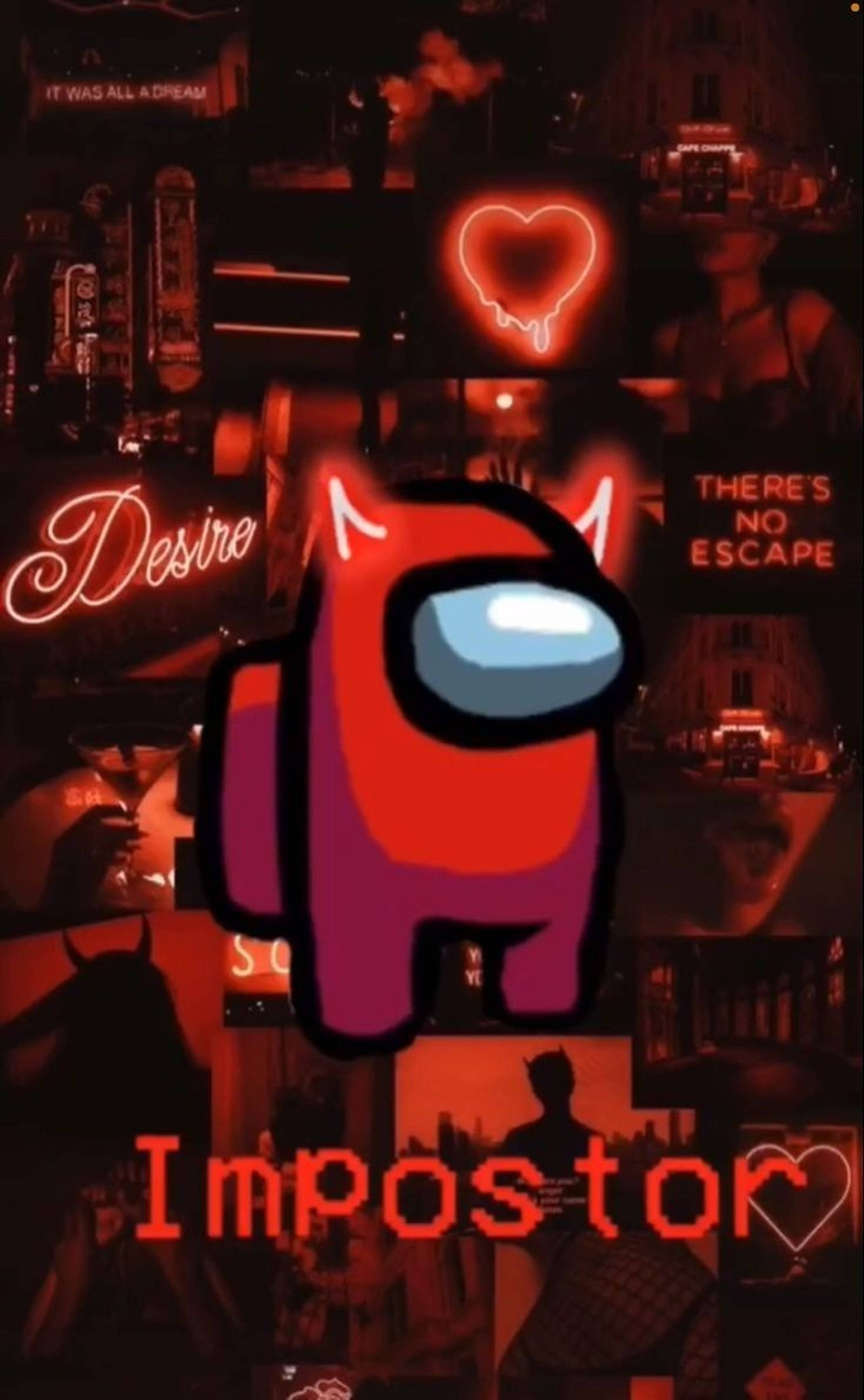 red impostor, Among Us, devil horns, 2K Phone Wallpaper