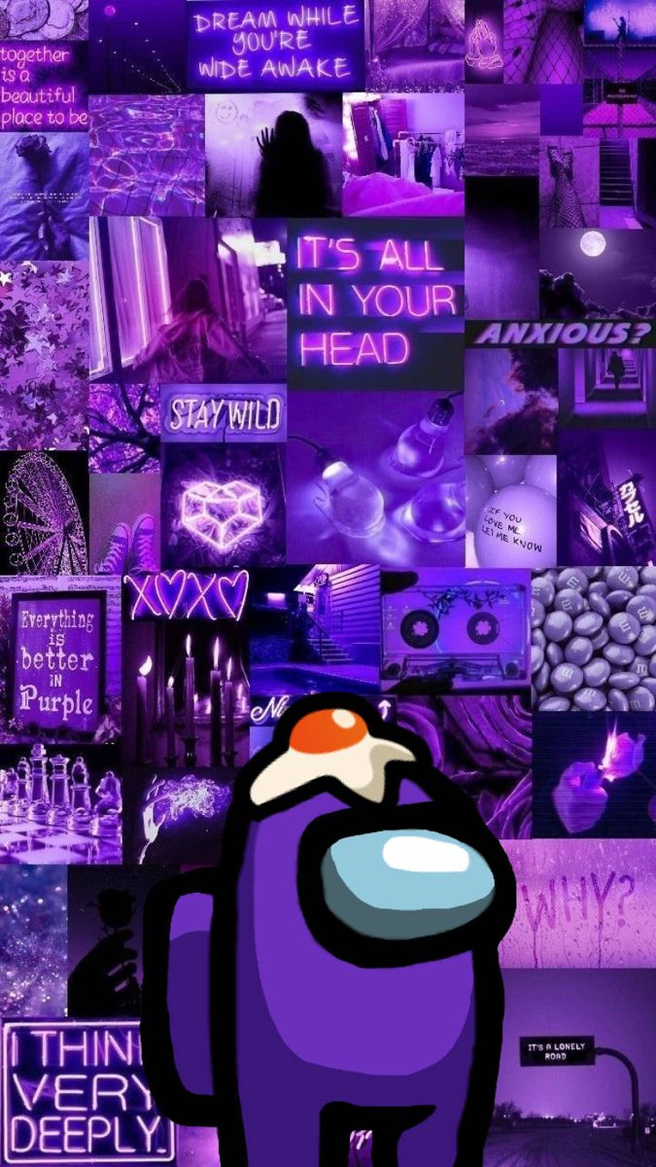 Among Us, purple-hued, surreal imagery, 2K Phone Wallpaper