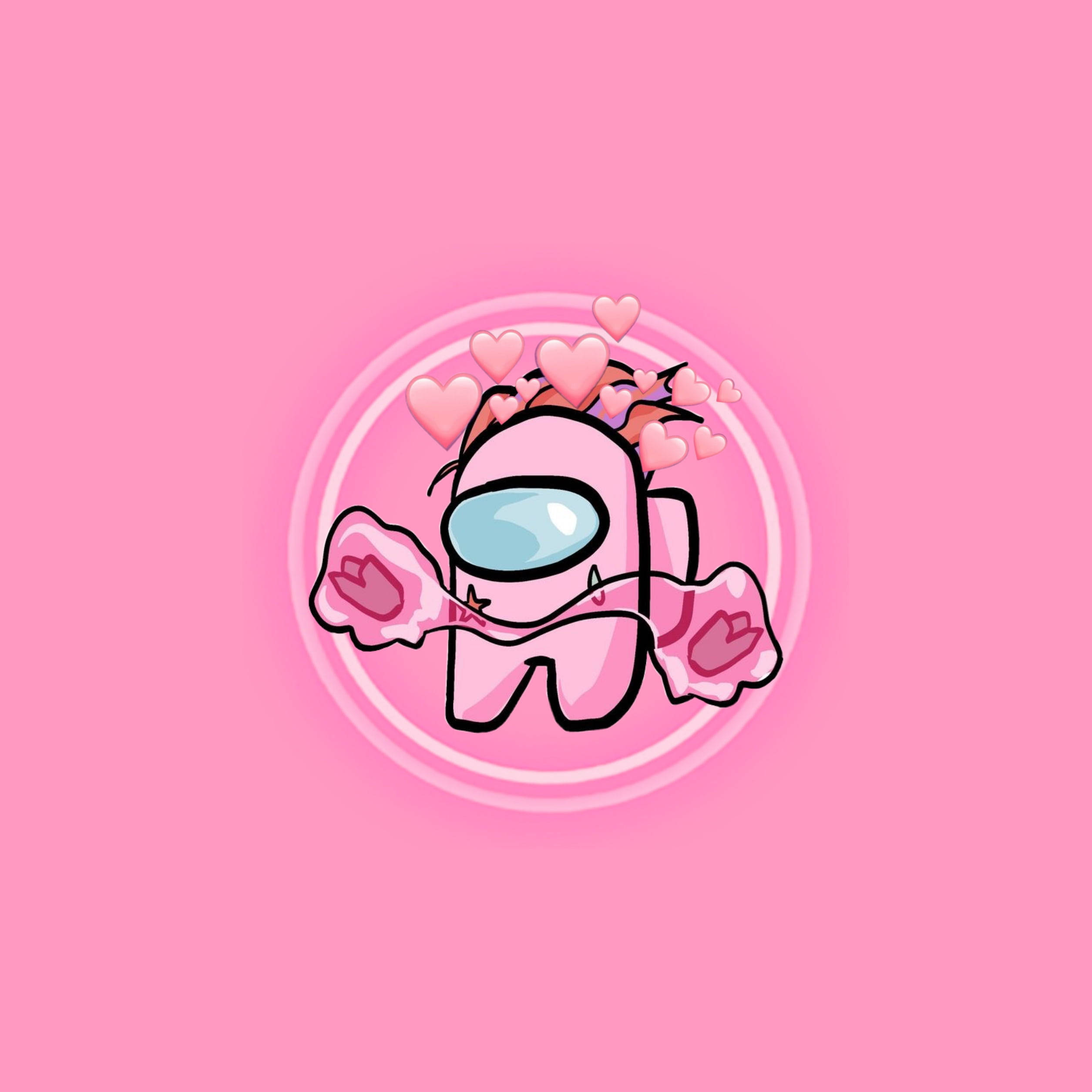 Among Us, pink, heart-shaped hair, Full HD Desktop Wallpaper