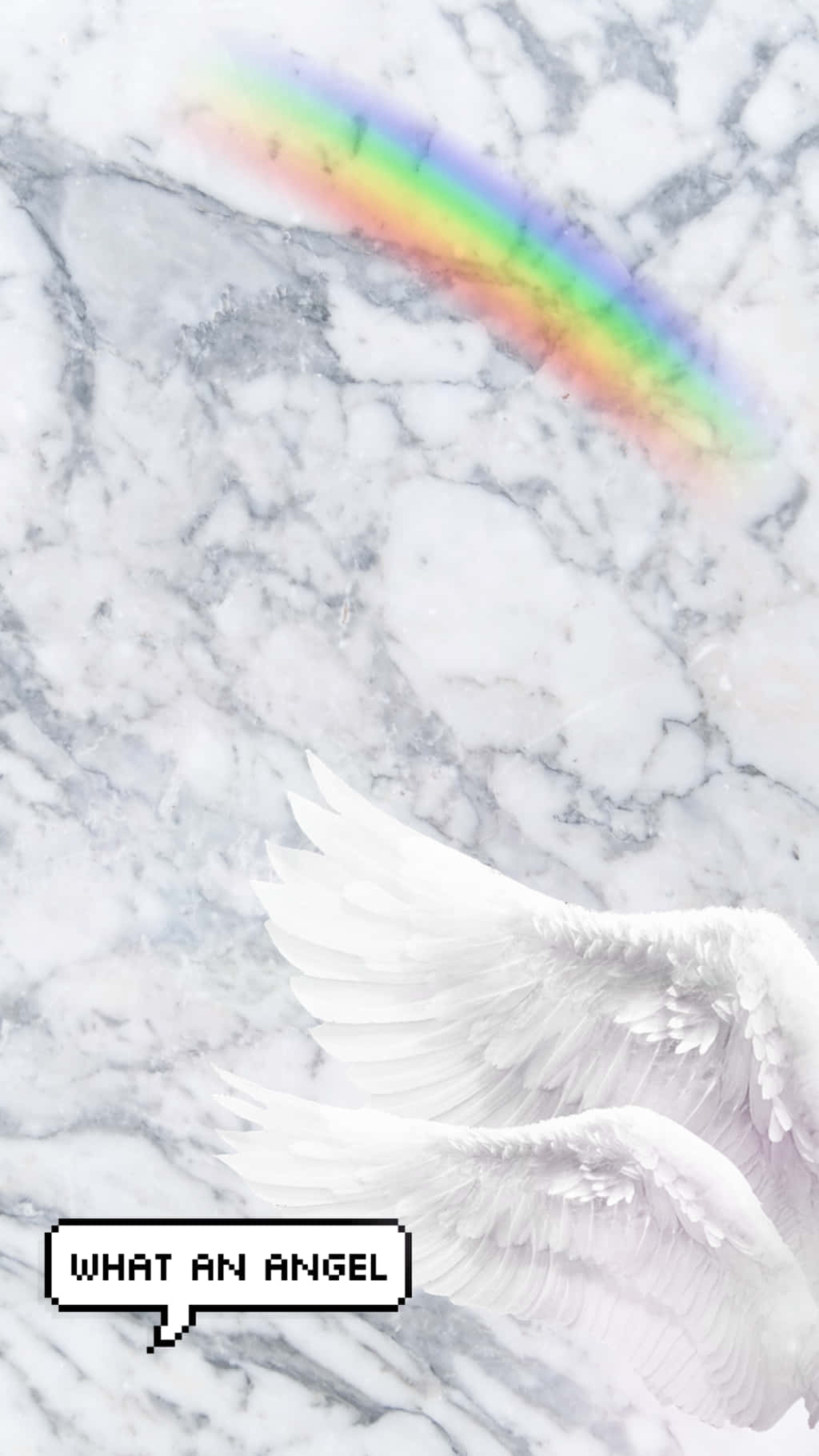 Aesthetic Angel, white angel wings, marble surface, HD Phone Wallpaper