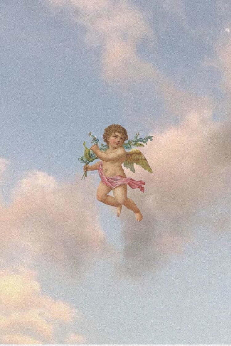 Aesthetic Angel, cherubic angel, curly hair, SD Phone Wallpaper