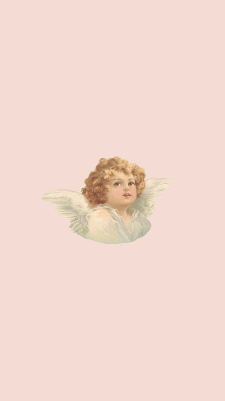 Aesthetic Angel, vintage-style cherub, curly blonde hair, HD Phone Wallpaper