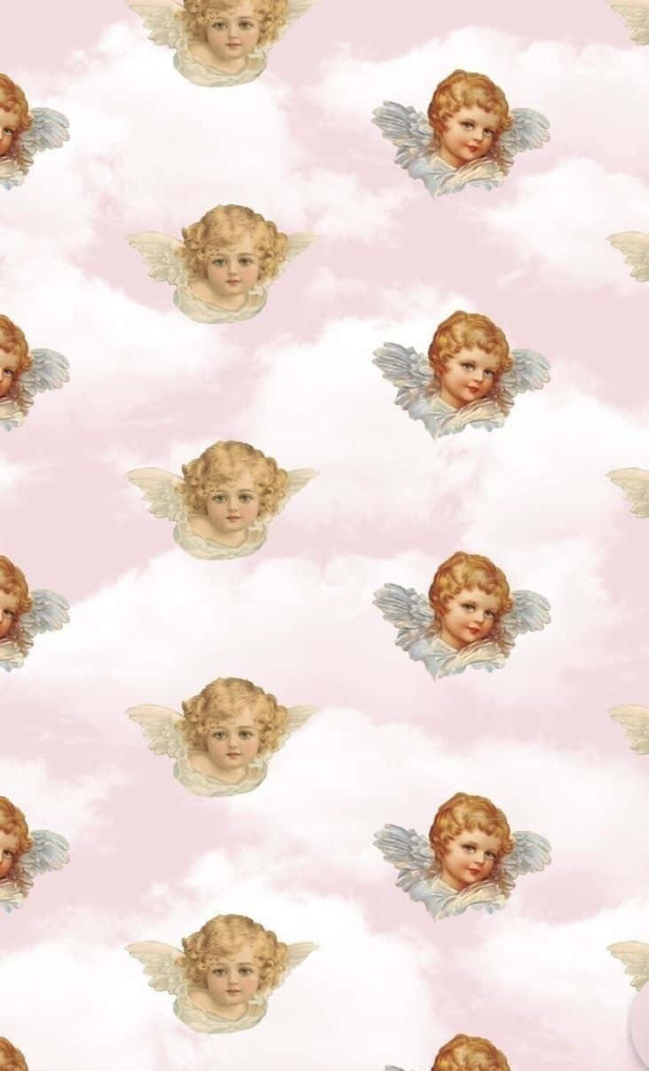 Aesthetic Angel, cherub heads, curly hair, SD Phone Wallpaper