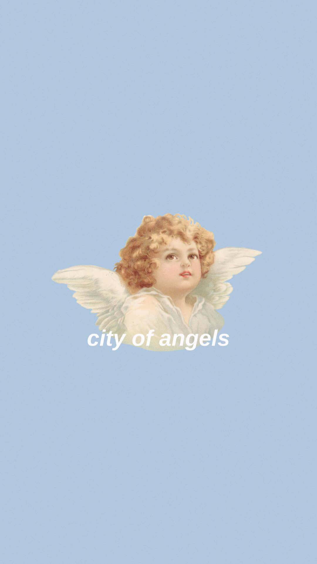 Aesthetic Angel, blue background, vintage-style angel, Full HD Phone Wallpaper