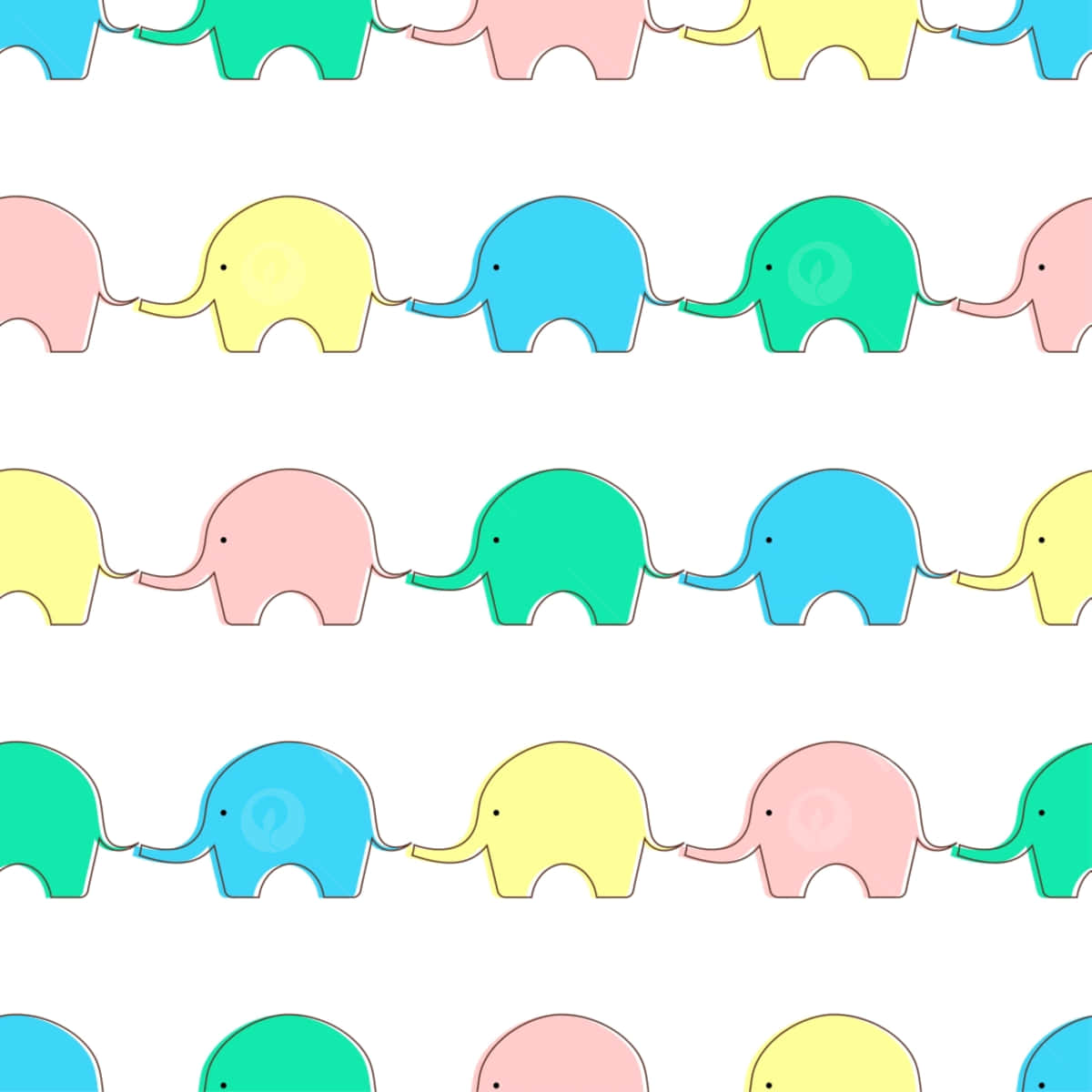 colorful cute elephant pattern, Pastel-colored elephants, repeating pattern, SD Desktop Wallpaper