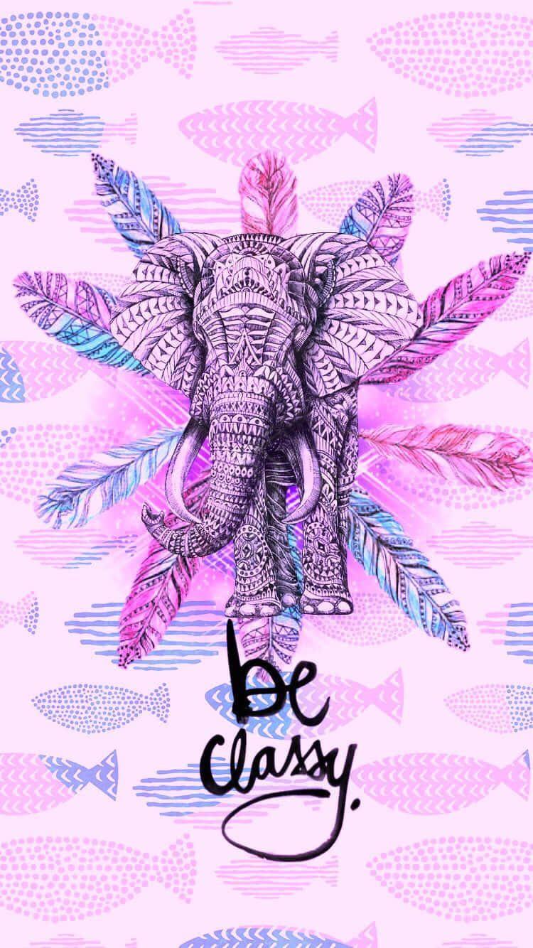 cute elephant, purple boho art, intricate patterns, HD Phone Wallpaper