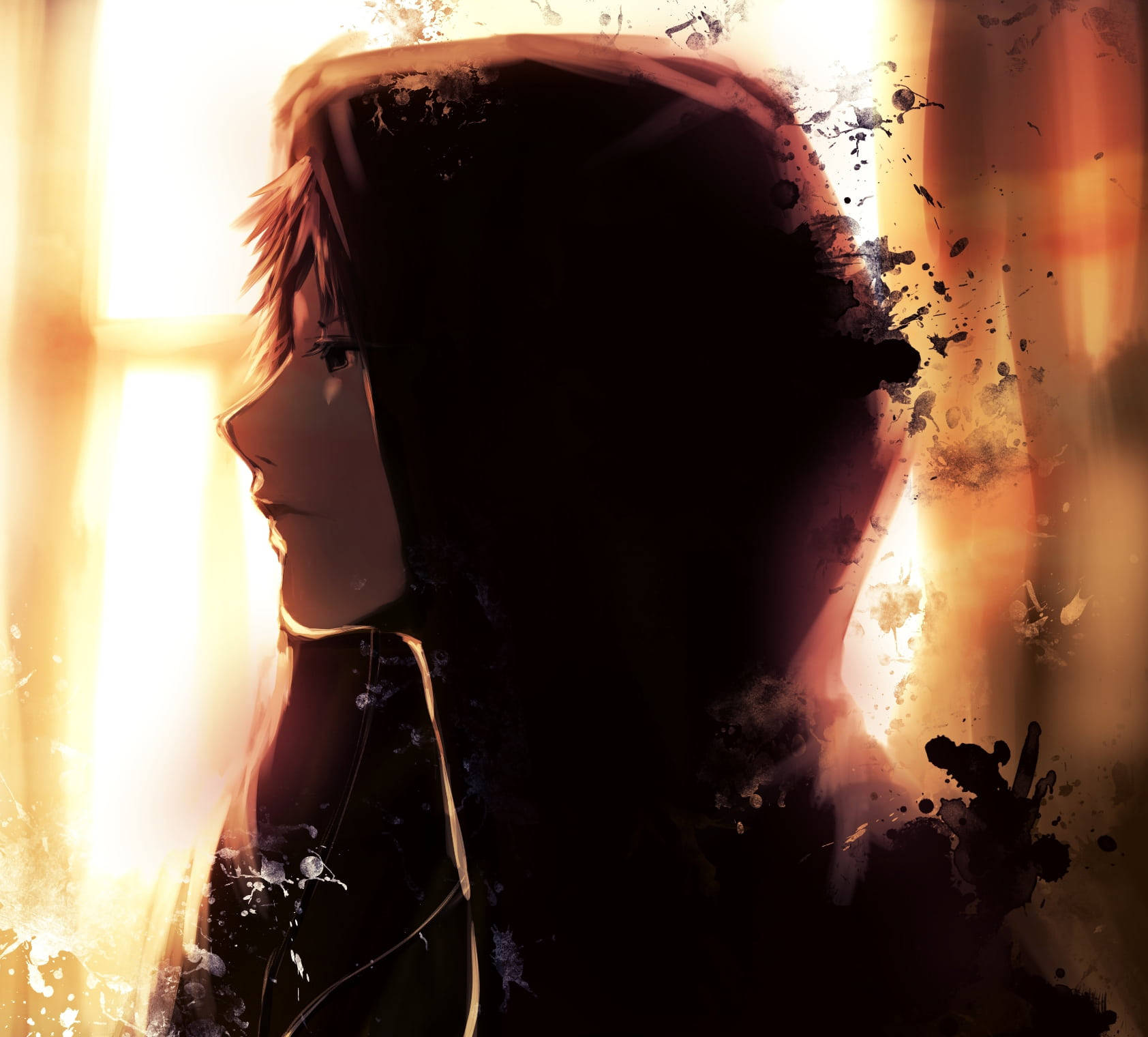 aesthetic anime boy icon, silhouette, warm glowing background, HD Desktop Wallpaper