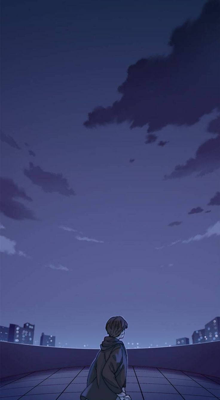 Aesthetic Anime Boy, rooftop, twilight, HD Phone Wallpaper