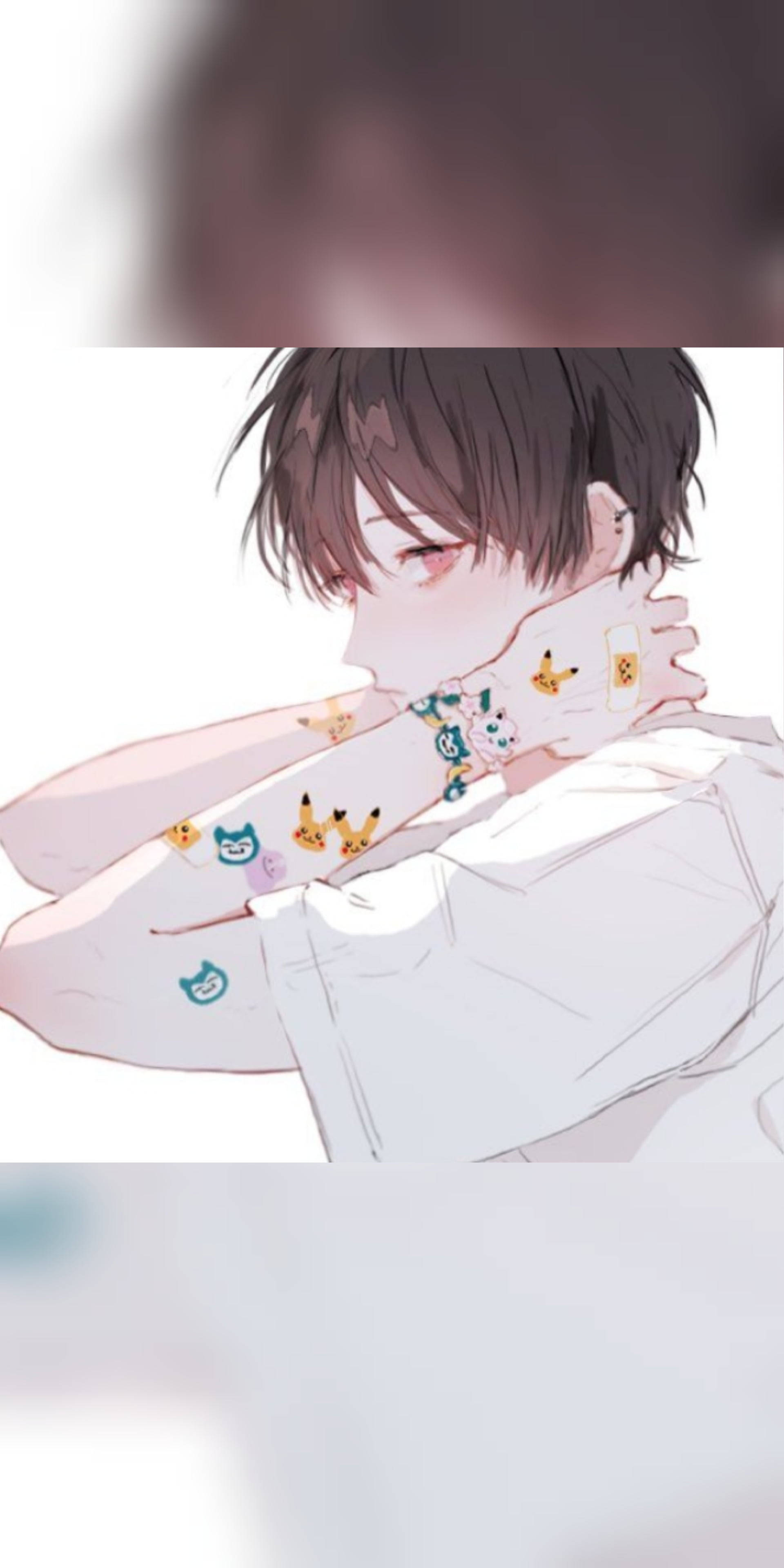 Aesthetic Anime Boy, dark hair, red eyes, 4K Phone Wallpaper