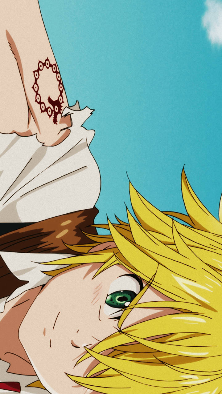 yellow haired aesthetic anime boy, spiky blonde hair, green eyes, HD Phone Wallpaper
