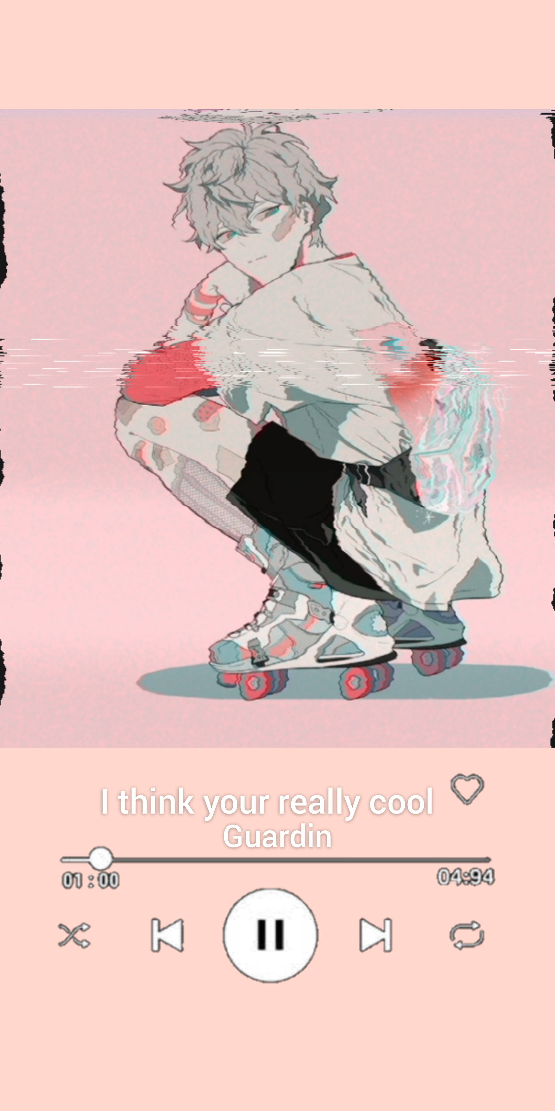 aesthetic anime boy, roller skates, soft pink background, 4K Phone Wallpaper