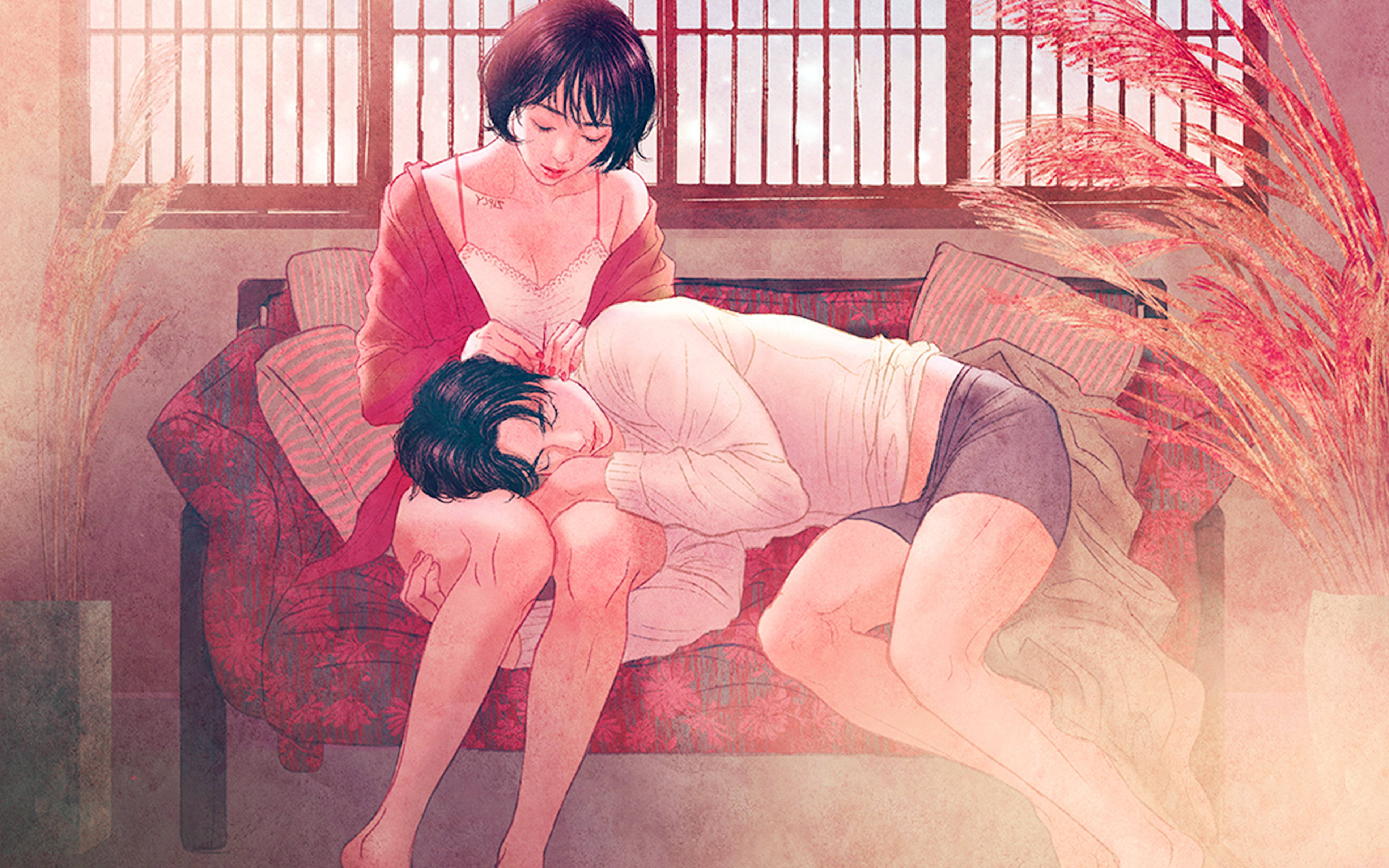 Aesthetic Anime Couple, anime-style, woman, 4K Desktop Wallpaper
