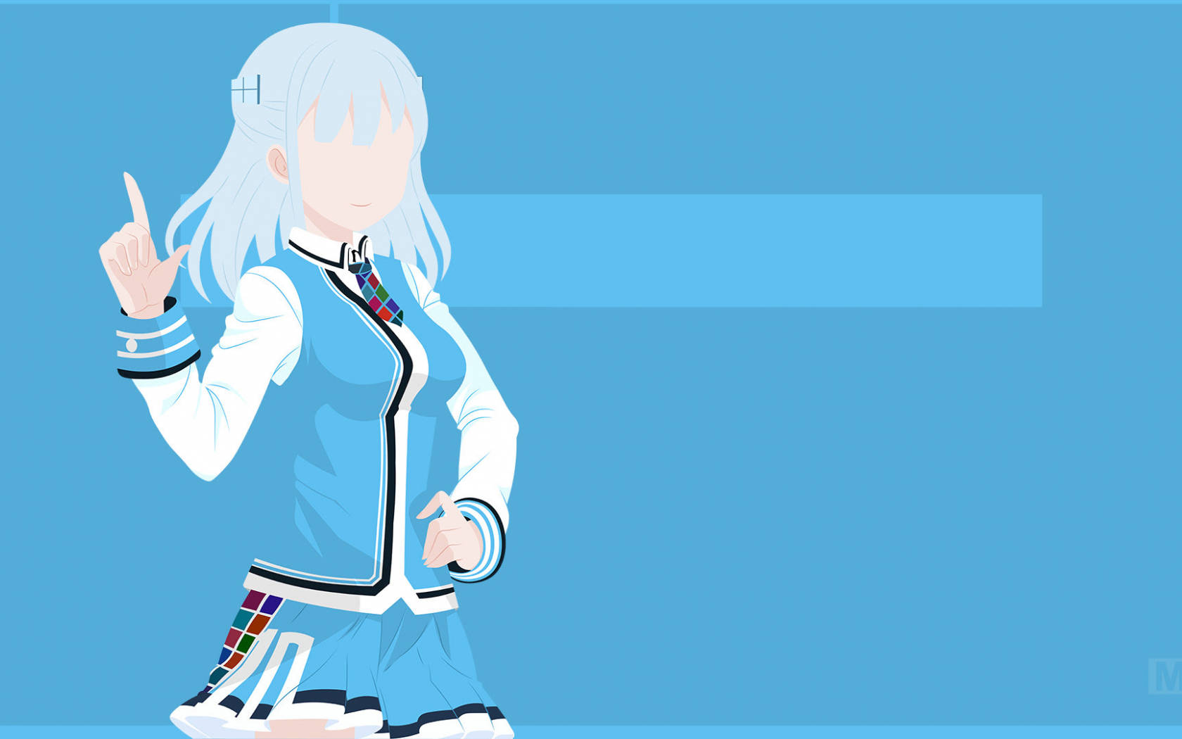 anime girl, silver hair, blue school uniform, HD Desktop Wallpaper