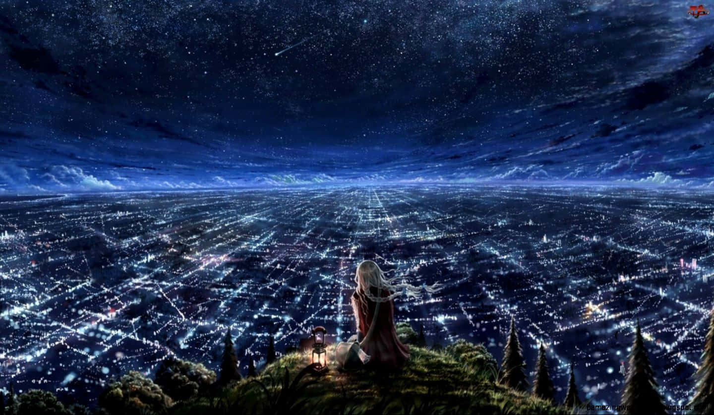 white hair, hill, city, HD Desktop Wallpaper
