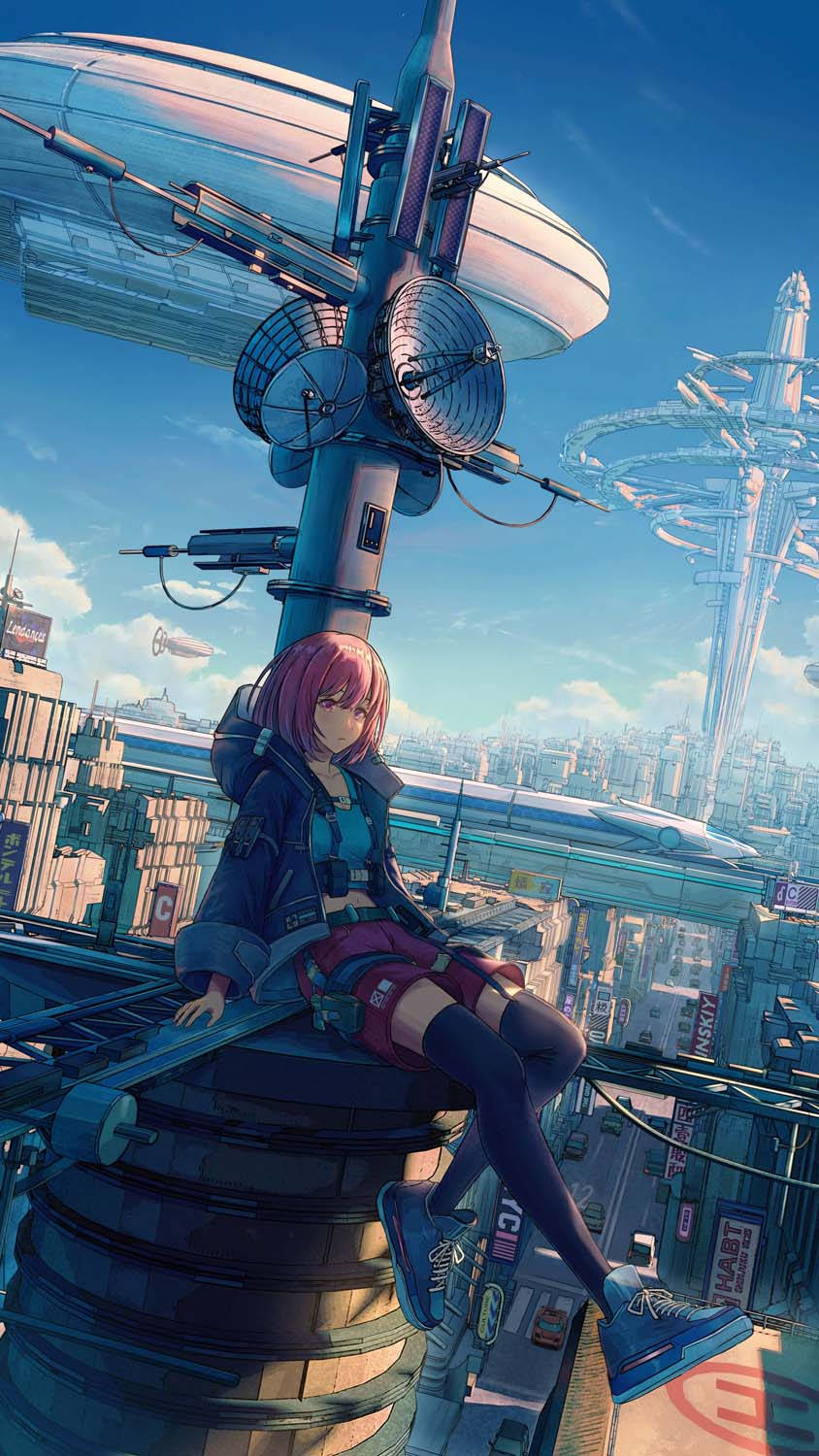 anime girl, cyberpunk, iPhone X, HD Phone Wallpaper