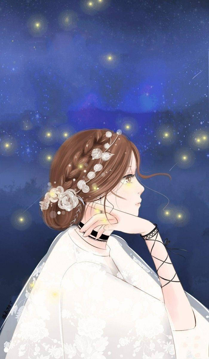 aesthetic anime girl, feminine look, braided hair, SD Phone Wallpaper
