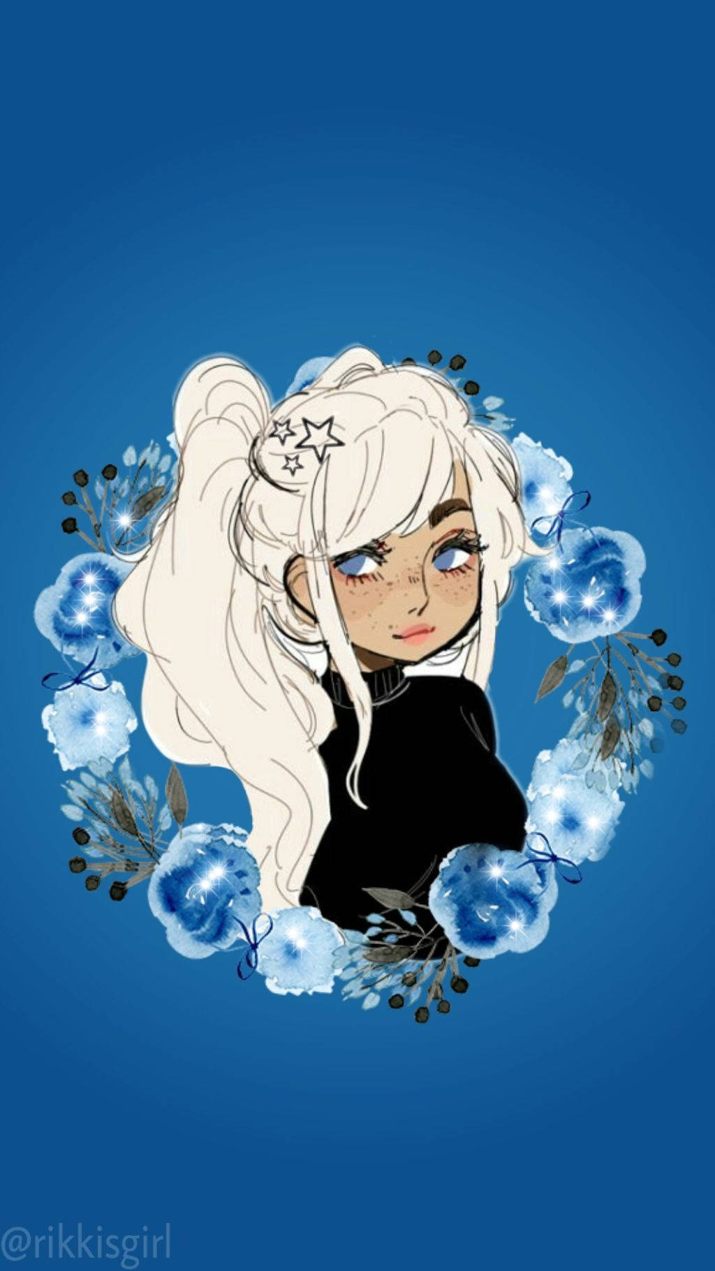 aesthetic anime girl, white hair, star hairpin, HD Phone Wallpaper