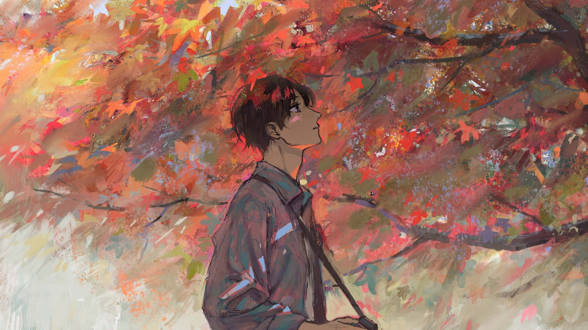 aesthetic anime guy, young man, jacket, Full HD Desktop Wallpaper