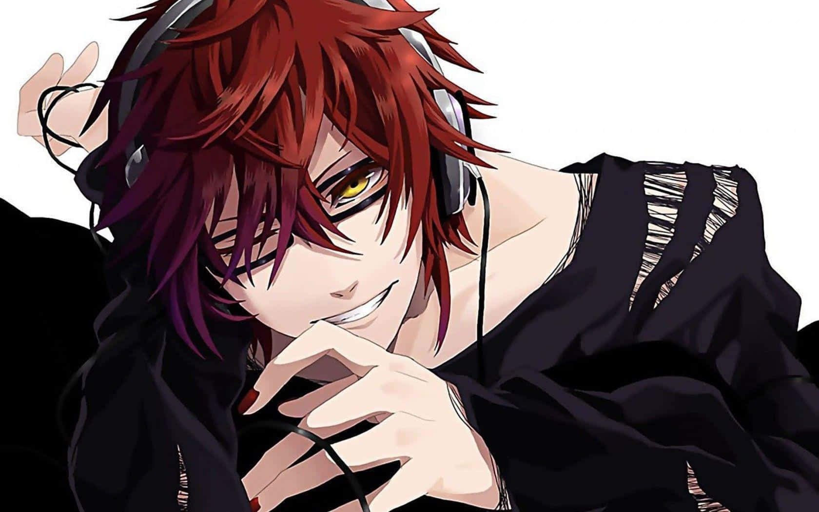 aesthetic anime guy, red-haired, yellow eyes, HD Desktop Wallpaper