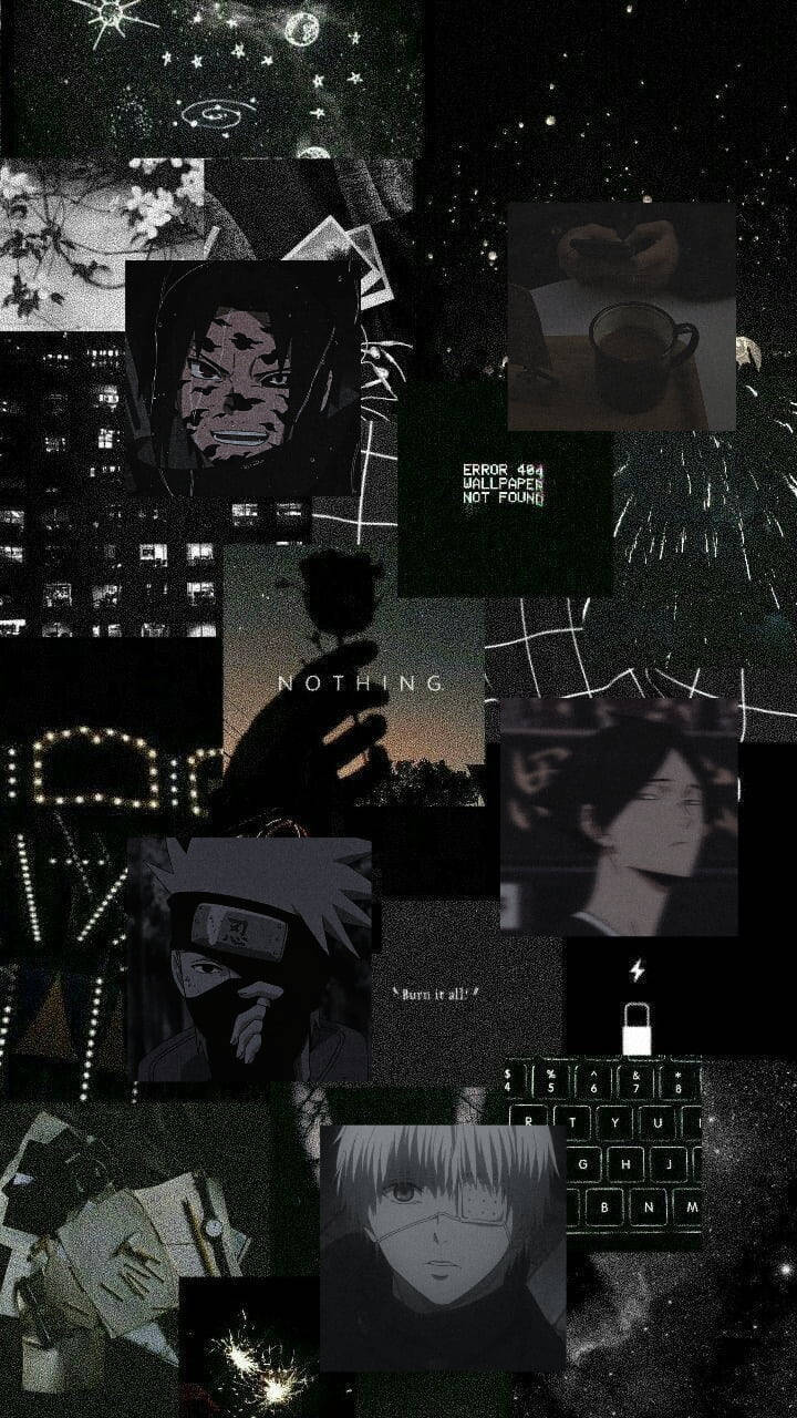 aesthetic shounen anime, black and white, starry night background, HD Phone Wallpaper