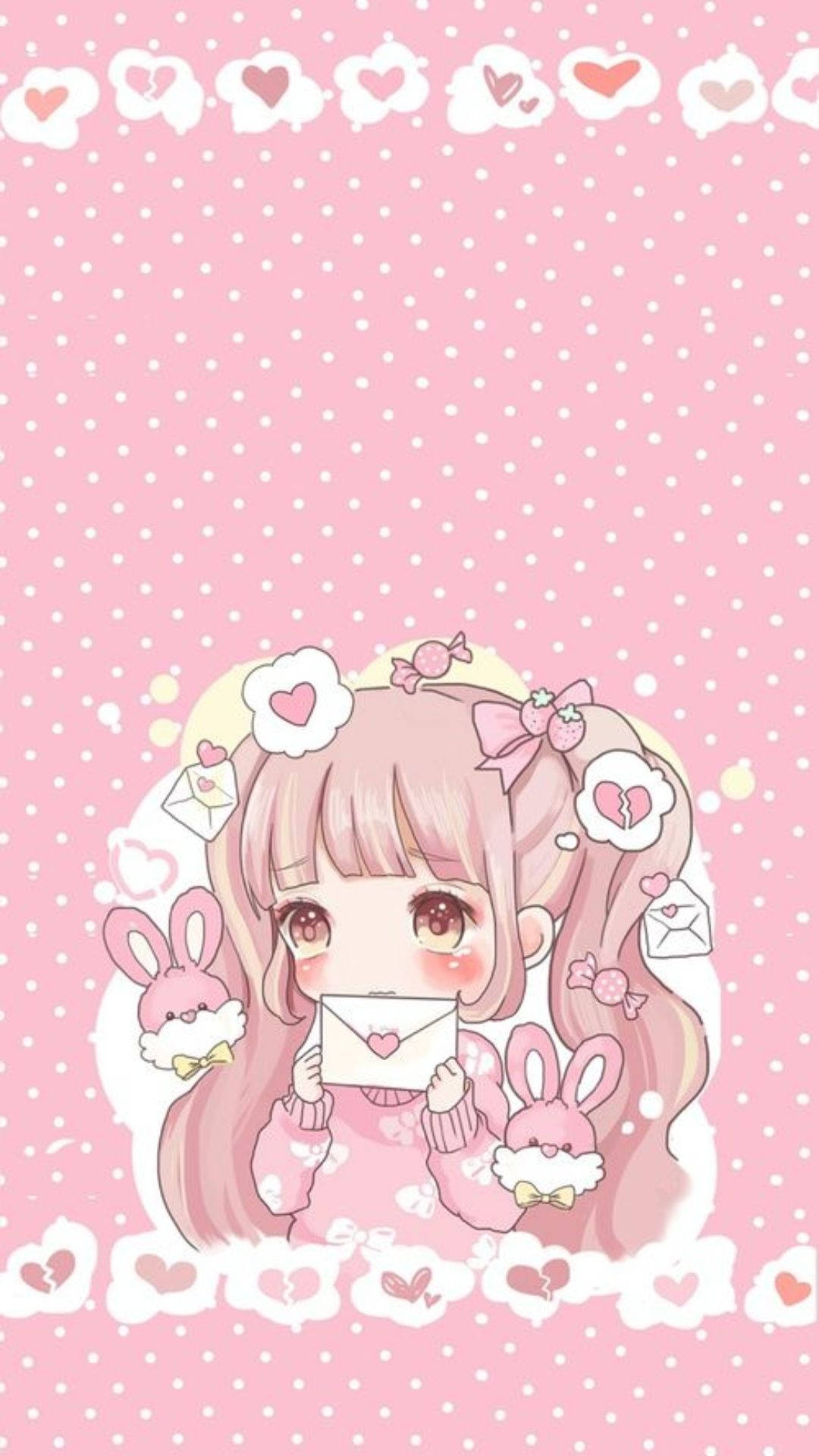 Aesthetic Anime PFP, chibi rosa, pink hair, Full HD Phone Wallpaper
