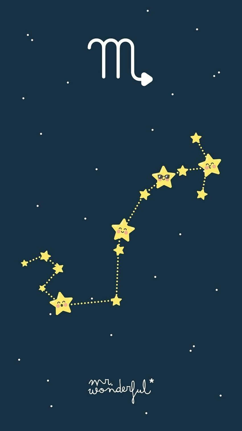 constellation illustration, smiling yellow stars, zodiac sign, HD Phone Wallpaper