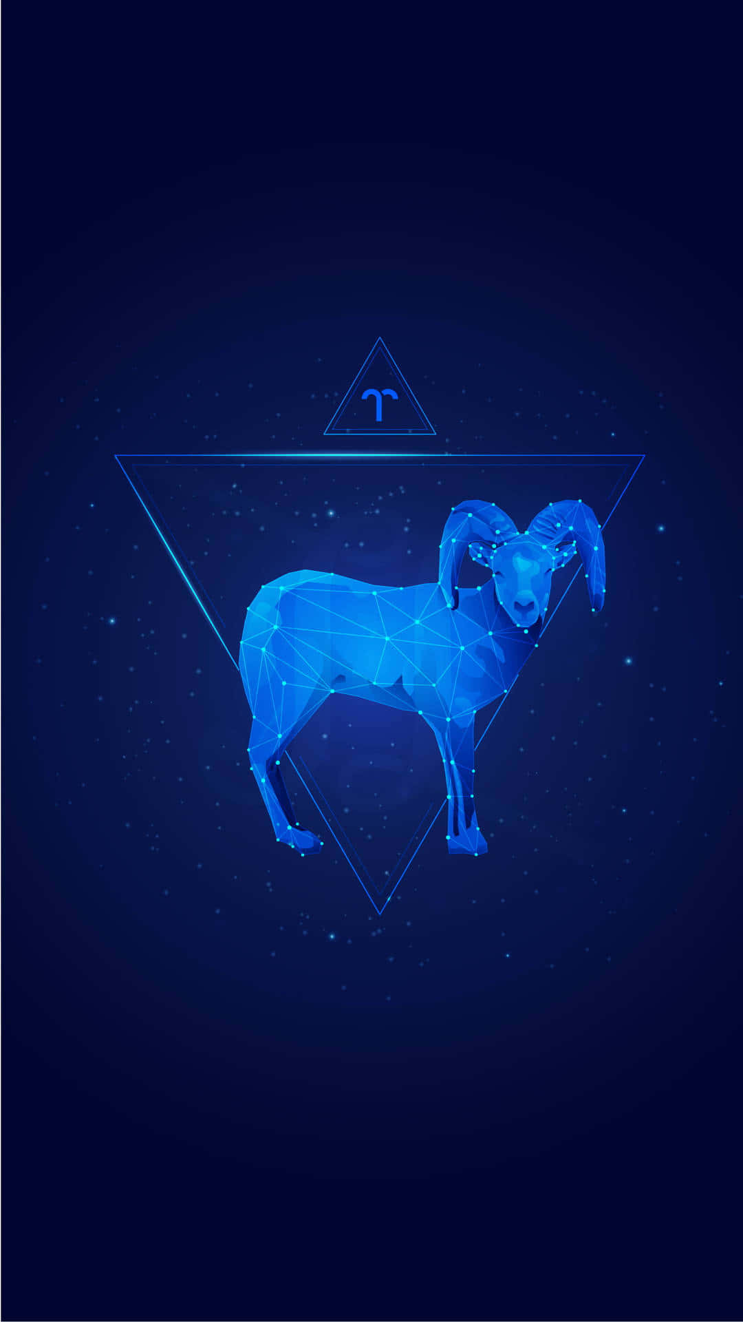 glowing blue geometric ram constellation, triangle, starry night sky, Full HD Phone Wallpaper