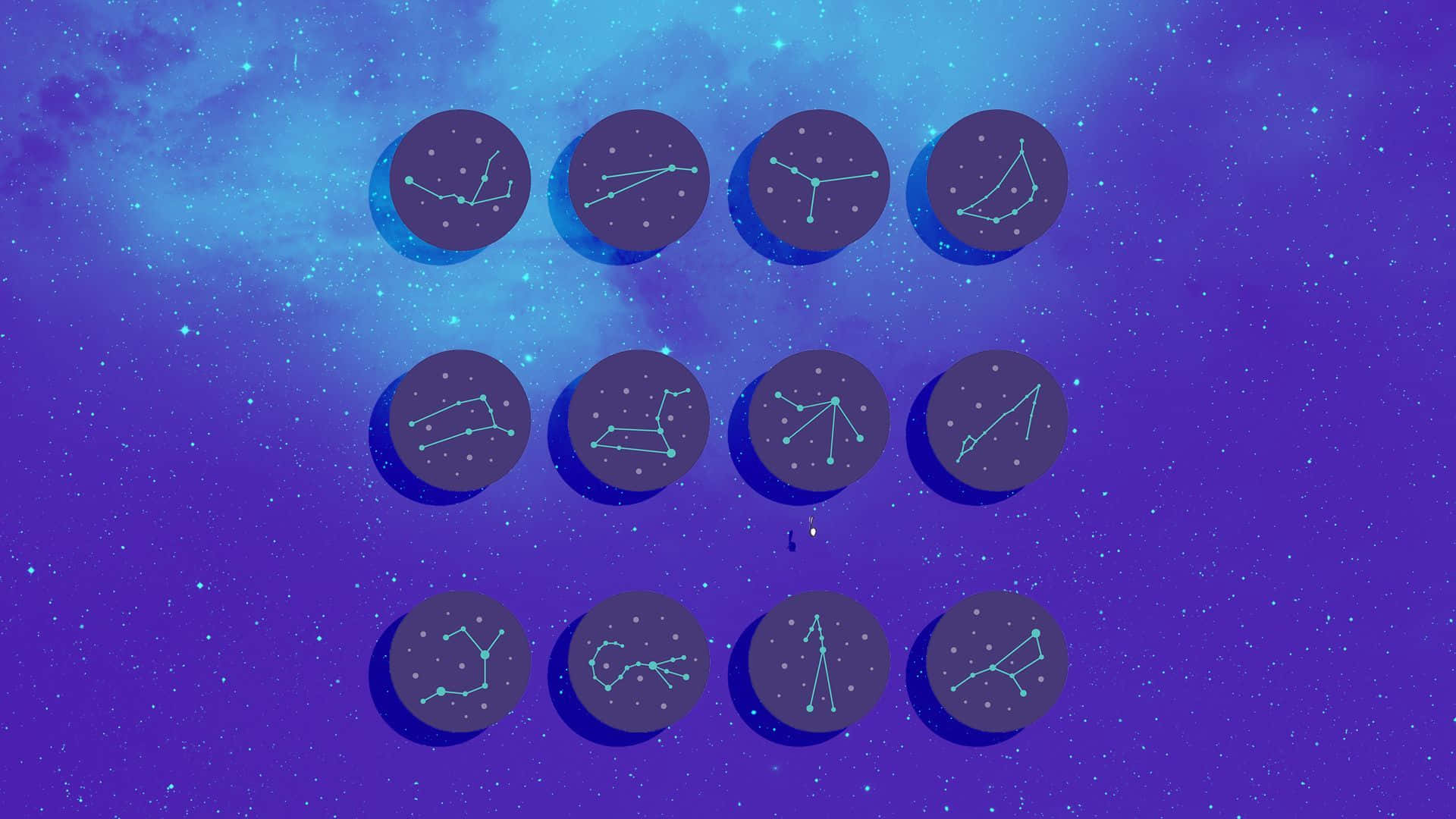 Aesthetic Astrology, constellations, purple and blue nebulae, Full HD Desktop Wallpaper