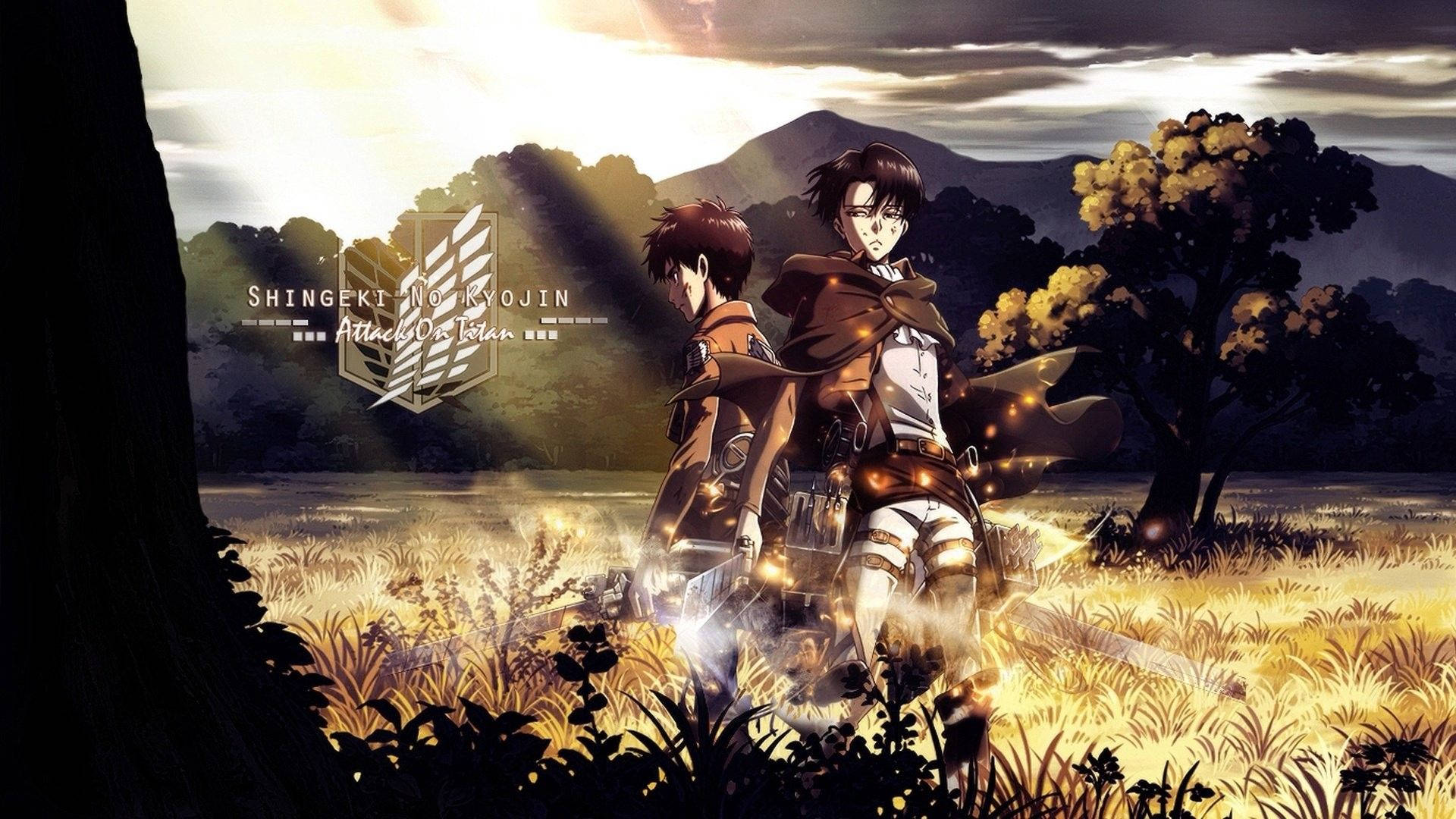 Attack On Titan, logo art, golden field, Full HD Desktop Wallpaper