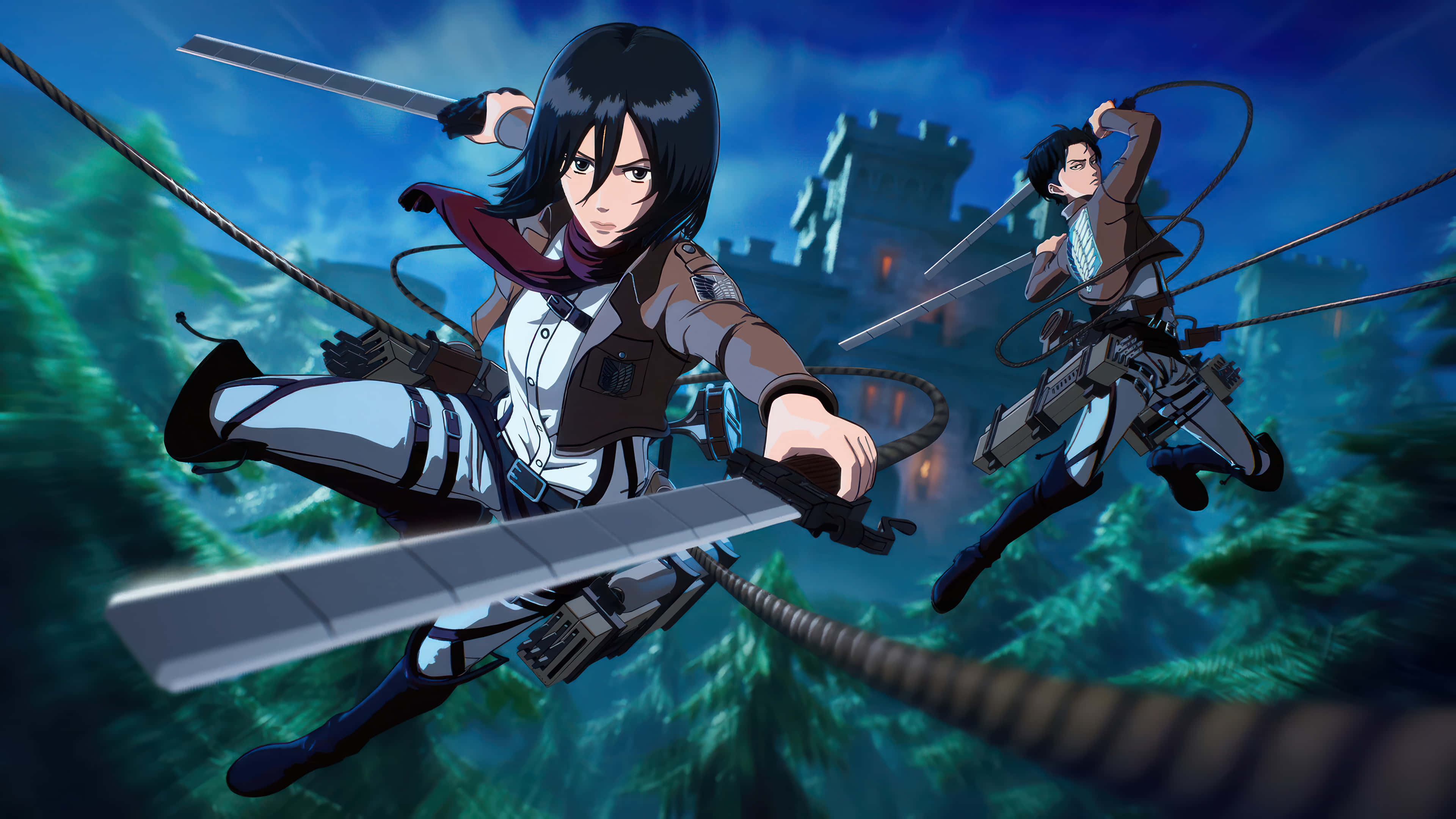 Attack on Titan, aerial combat, anime warriors, 4K Desktop Wallpaper