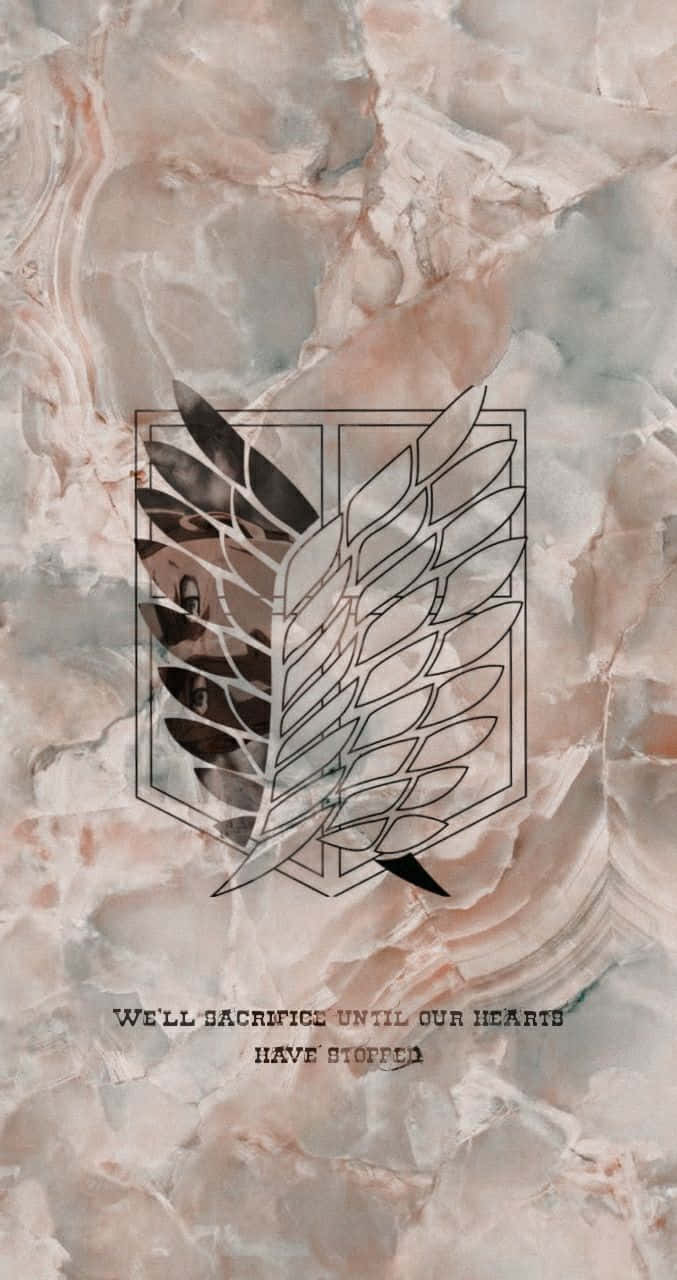 Aesthetic Attack On Titan, winged emblem, soft pink and gray marble background, HD Phone Wallpaper