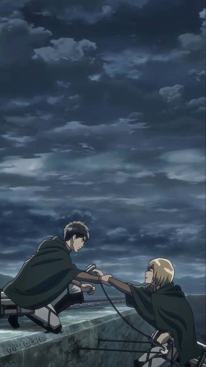 Attack on Titan, moonlit meeting, dark cloaks, SD Phone Wallpaper