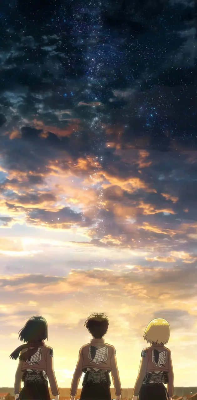 Attack on Titan, starry sunset, vibrant sunset sky, HD Phone Wallpaper