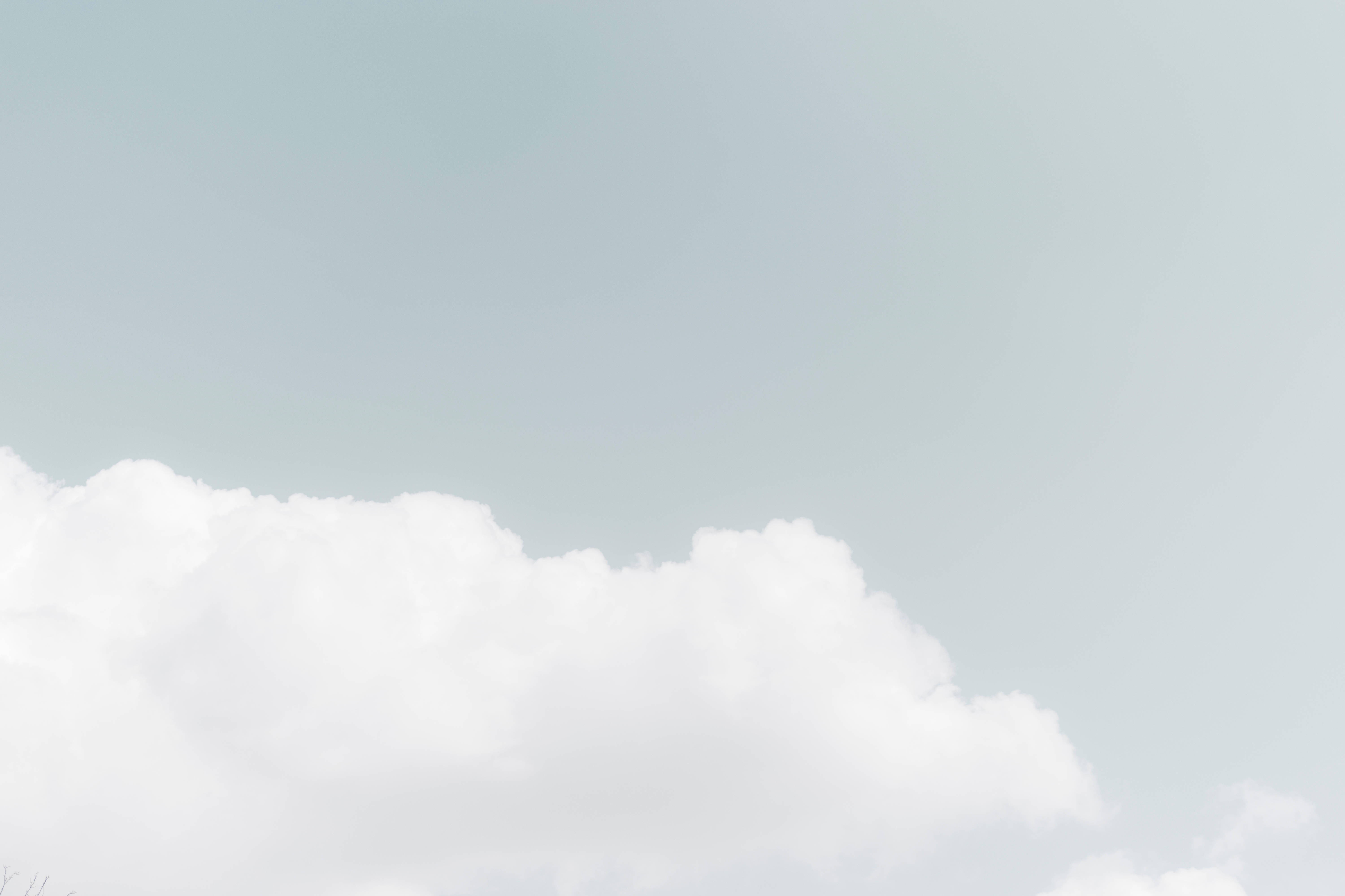 white clouds, pale blue sky, tranquil, 5K Desktop Wallpaper